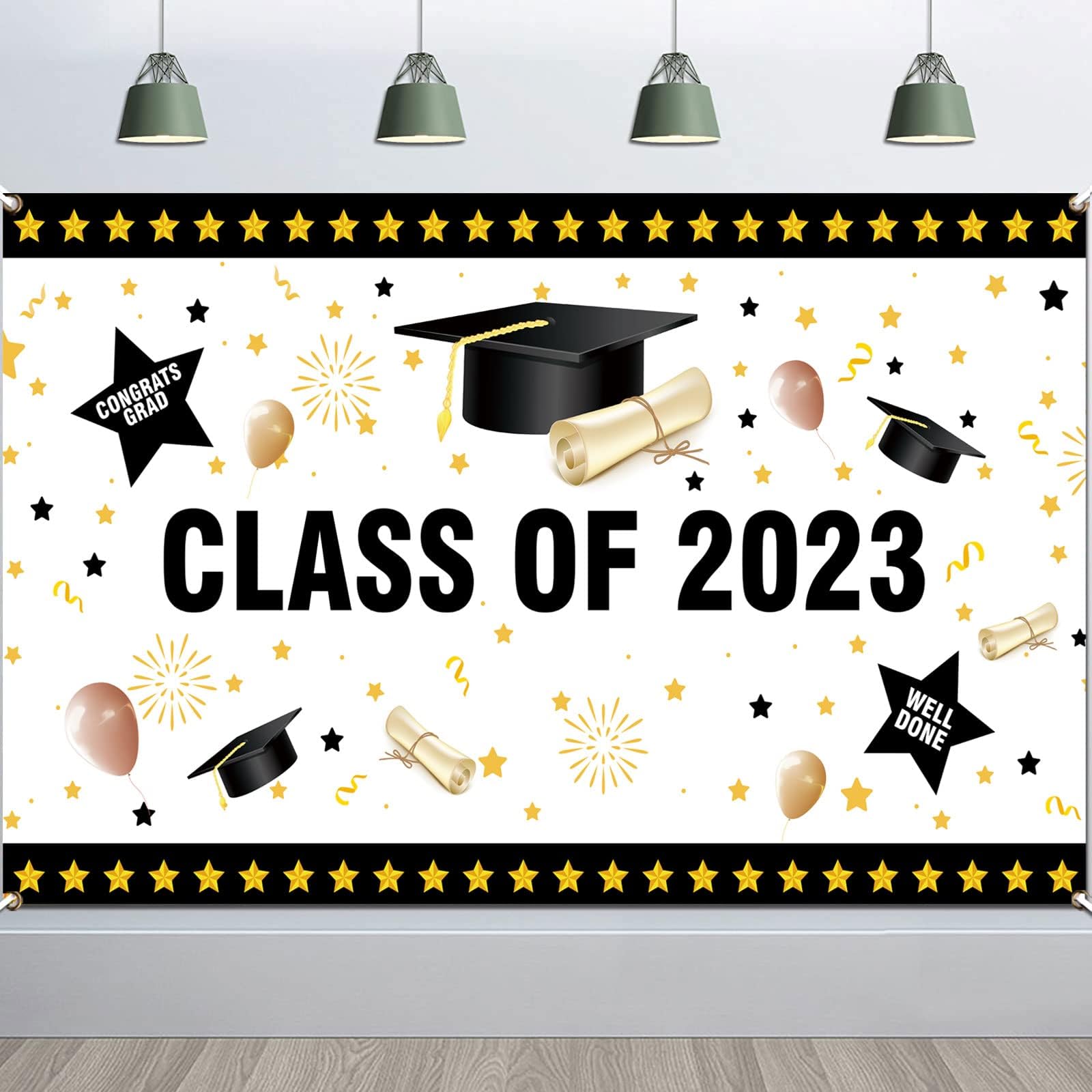 YTUGCG Graduation Background Banner for Graduation Party Decoration 2023, Class of 2023 Banner Fabric, University High School Student Graduation Commencement Decoration (185cm * 110cm) Platinum