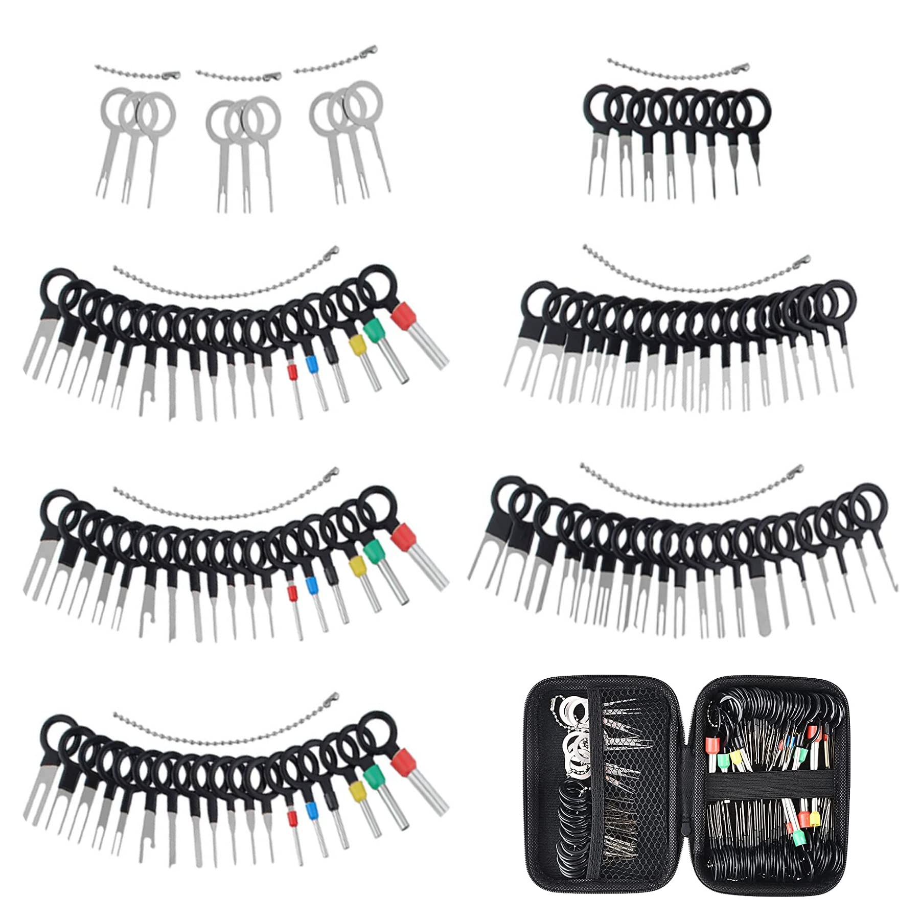 Wisfunlly Terminal Removal Tool Kit, 109Pcs Pin Terminal Extractor Tool Set for Car, Wire Terminal Release Tool Kit with Key Extractor for Most Connector Terminal Automotive Car Household Devices