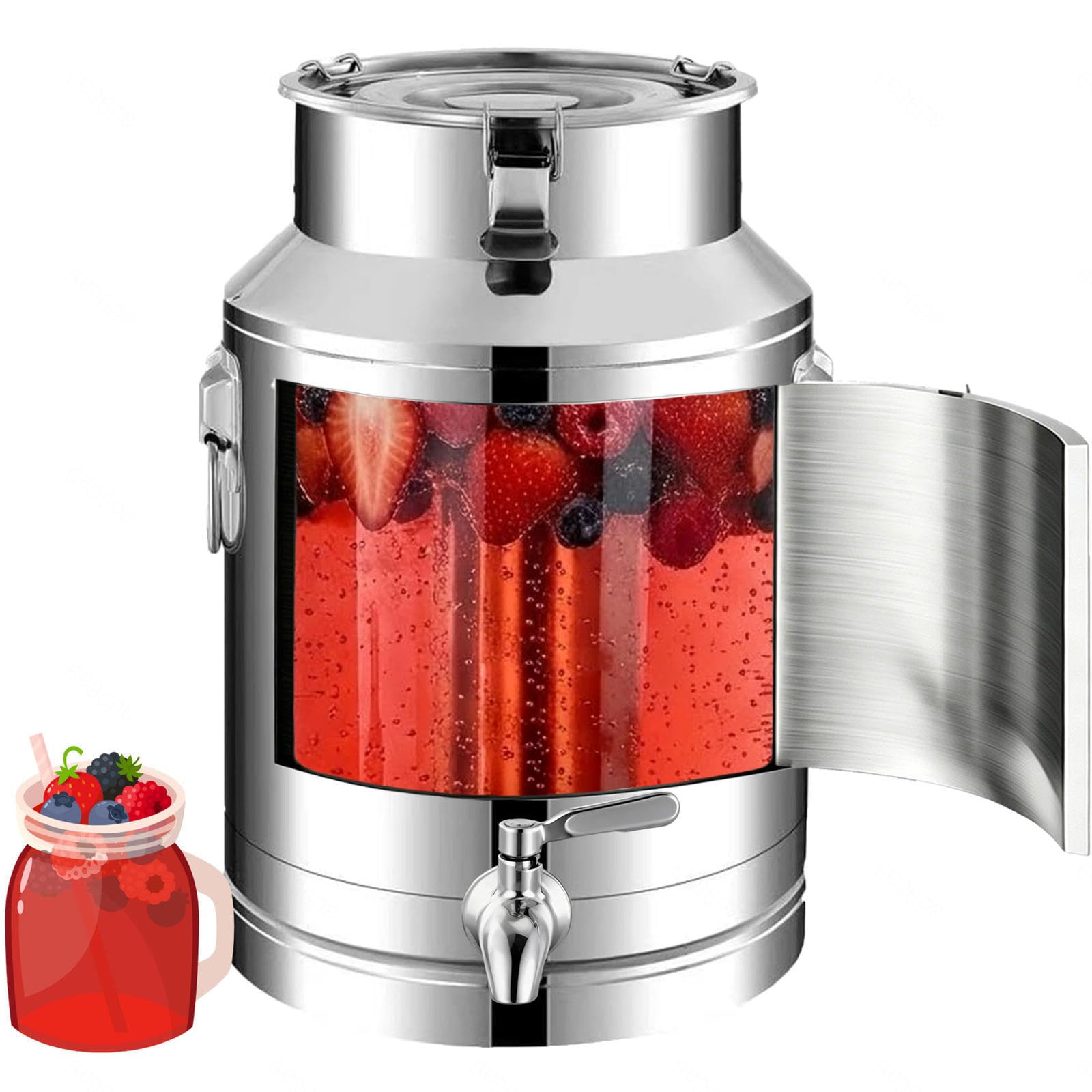 getränkespender mit zapfhahn edelstahl wasserkanister metall,A-35L | Perfekt für Picknick, Hinterhof Versammlung, kalten Brautee, Fruchtpunch Lagerung Robuste Konstruktion aus Edelstahl,A-35L