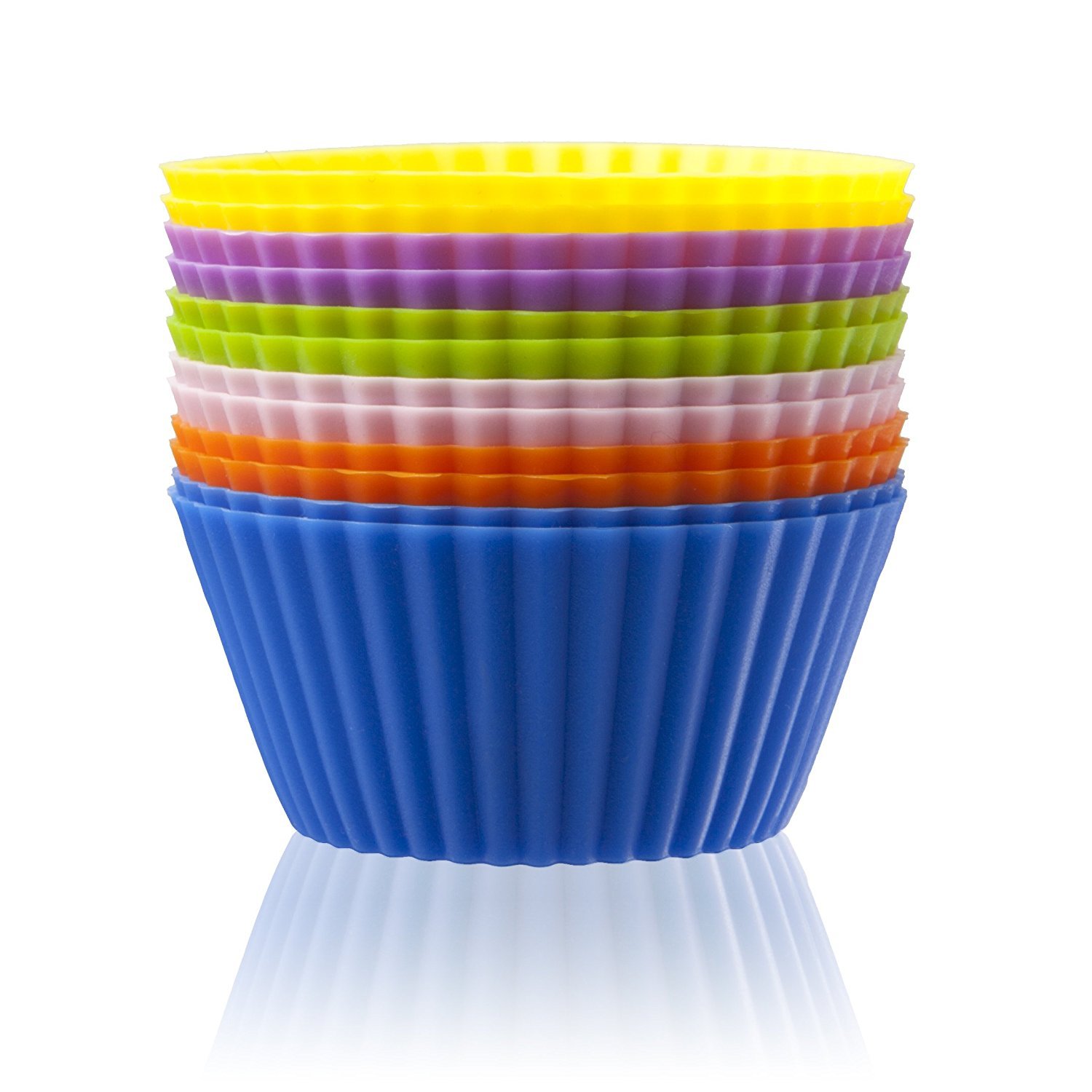 Iacook Silicone Mold for Muffins, Cupcake Liners Molds - 12 pack, 6 colors