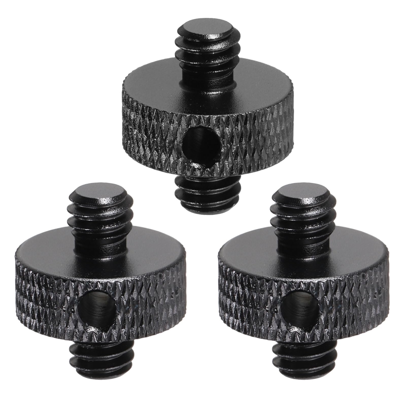 PATIKIL 3 Pcs 1/4"-20 Male to 1/4"-20 Male Tripod Screw Adapter, Aluminum Alloy Camera Threaded Converter Screws Adapter for Microphone Holder Monitor Mic Stand Light Stand, Black