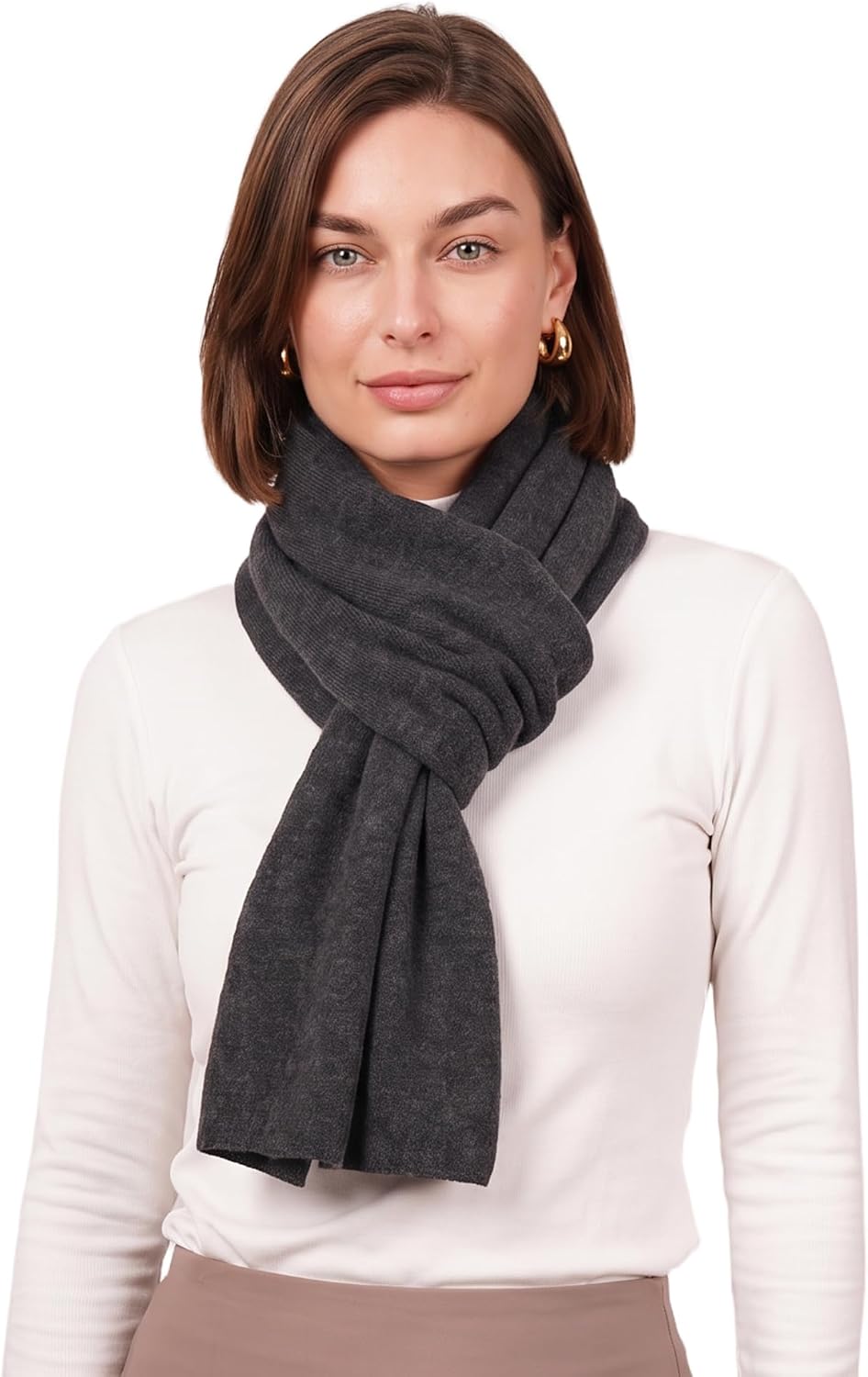 PuTian 100% Merino Wool Scarf for Men & Women, Knitted Neck Wear