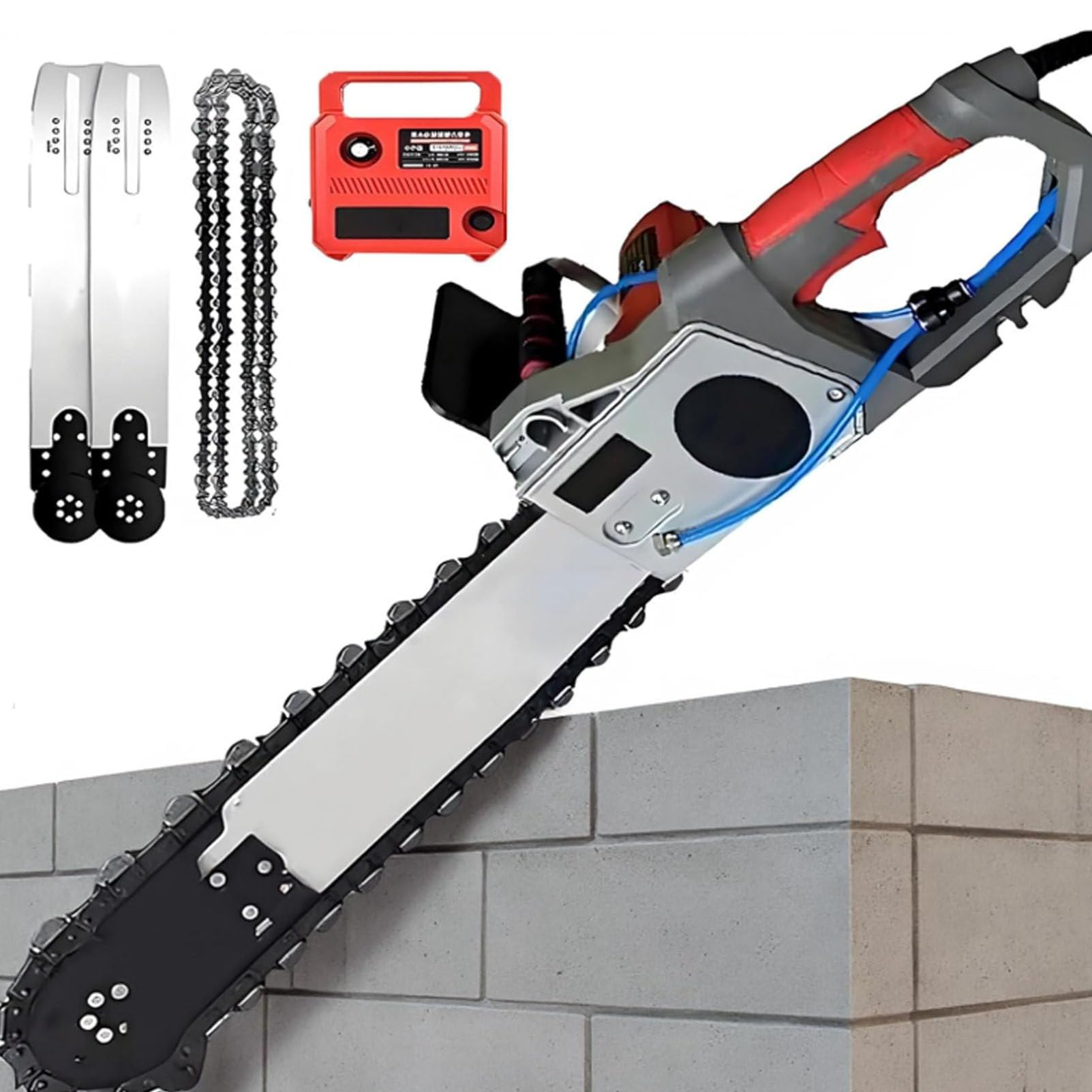 Motosierra eléctrica para hormigón, cortadora de Pared portátil con Cadena de Diamante, supresión de Polvo con alimentación de Agua, 2 Cadenas/2 guías, para Granito y hormigón Armado 480