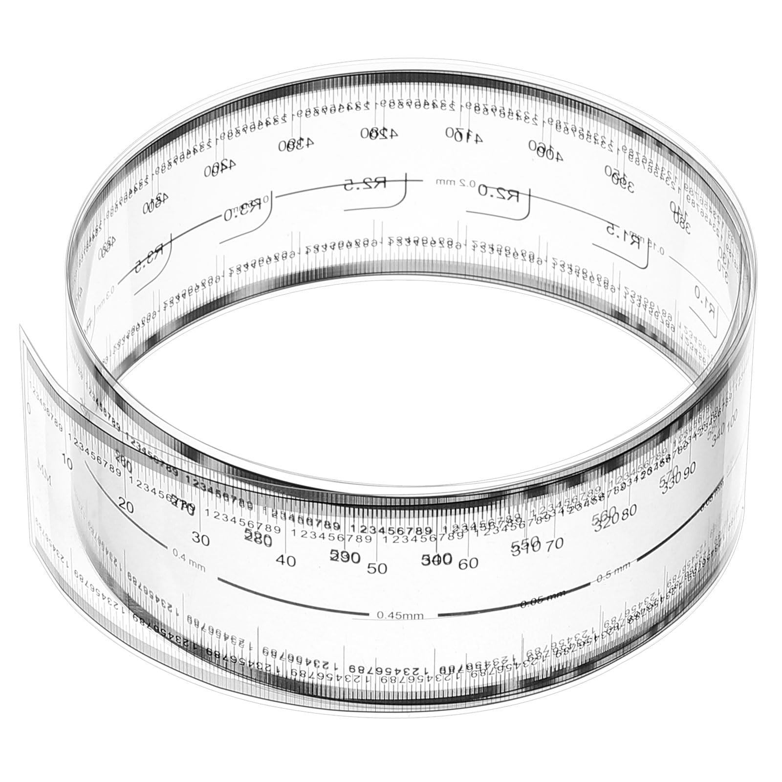 PATIKIL Film Flexible Ruler 60cm 0.1mm Scale with R Angle and Width Lines Clear PET Plastic Soft Folding Straight Ruler for Factory, Transparent, 1