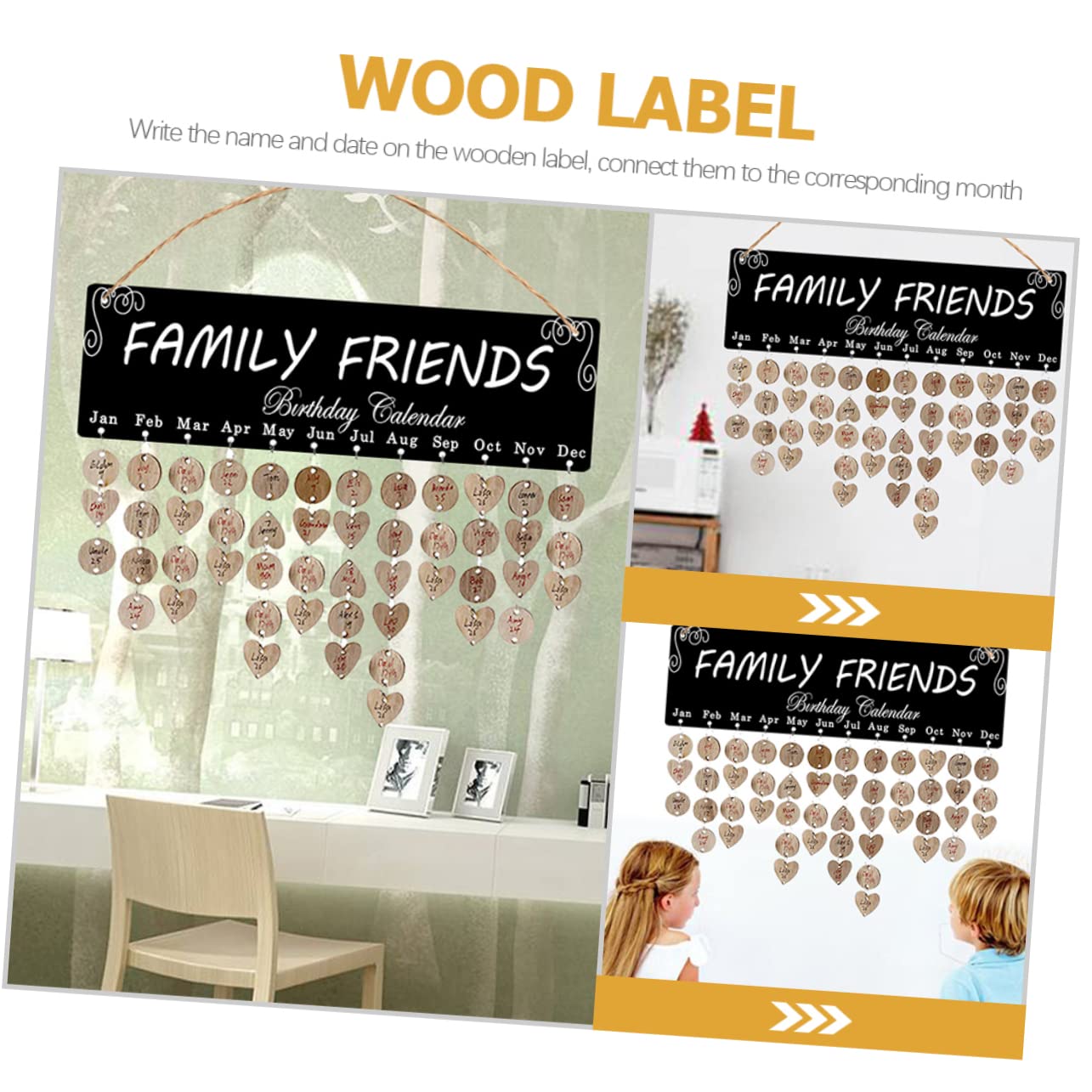 3 Set Di Calendario Dellavvento in Legno Unico Striscioni Di Compleanno Biglietti Di Auguri Promemoria Per La Famiglia Decorazioni Da Parete