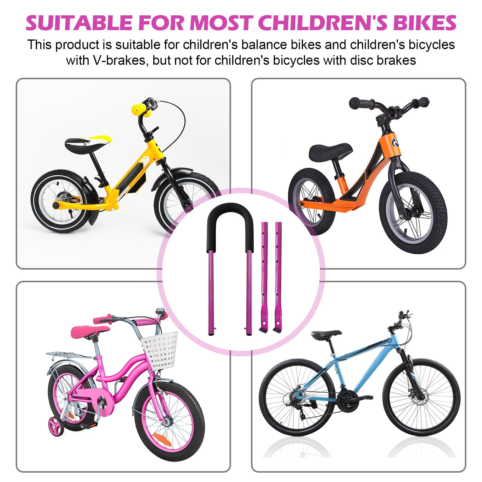 BORDEAG Asta di spinta per bicicletta, regolabile, supporto per l'apprendimento della bicicletta, per manubrio, aiuto per l'apprendimento della bicicletta, adatto ovunque, barra di spinta universale