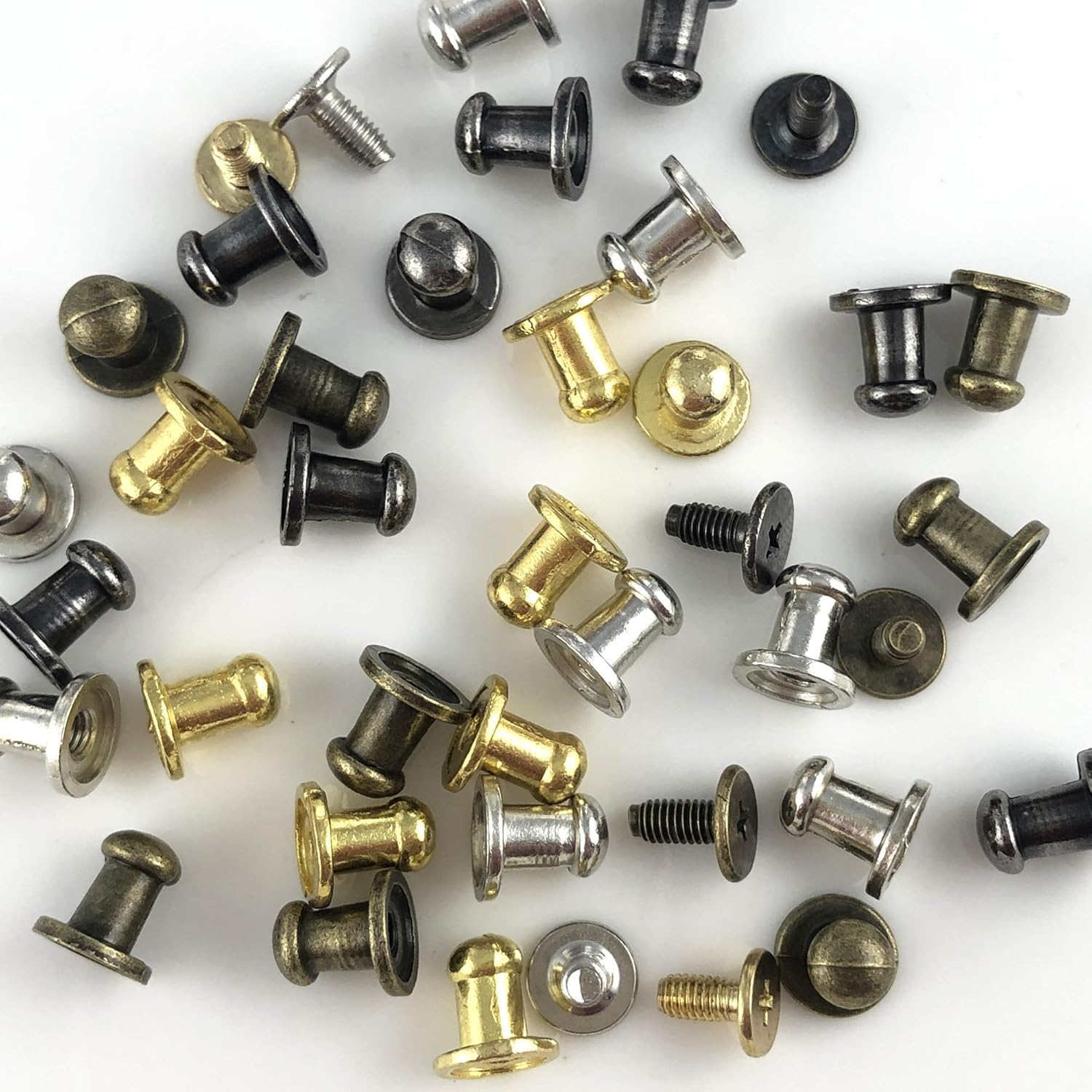 RUBYCA 500 Sets silberfarbene Knopfspitzen und Nieten aus Metall mit Schraubverschluss für Lederhandwerk DIY 8 mm x 8 mm