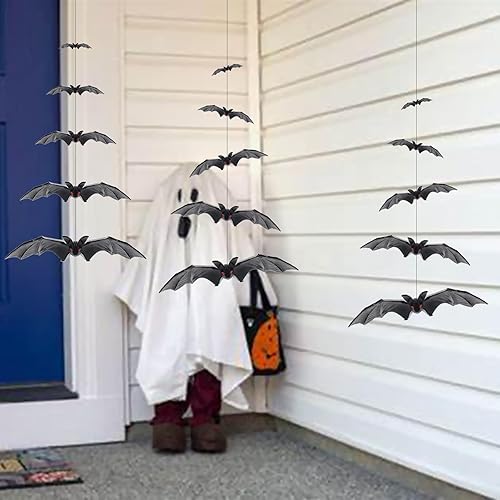 Miniatura 5 de 20 PCS Halloween Hanging Bats Decorations Simulation Flying Plastic Bat Models Fake Bat Figurines for DIY Craft Haunted House, Tree, Front Porch,