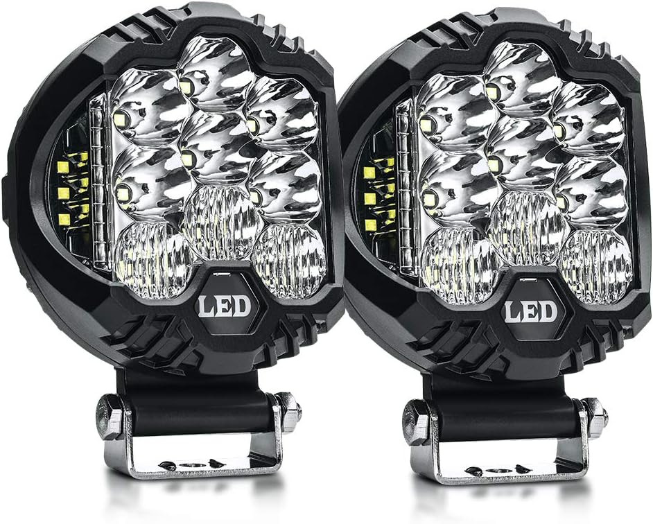 SS VISION Side Shooter LED Pods - 2 Pack 4.5 Inch Dual Side Shooter Led Cube - 48W 4000LM Off Road Spot Flood Combo Driving Fog Lamp | LED Work Light for off-road Truck Car ATV SUV Jeep Boat