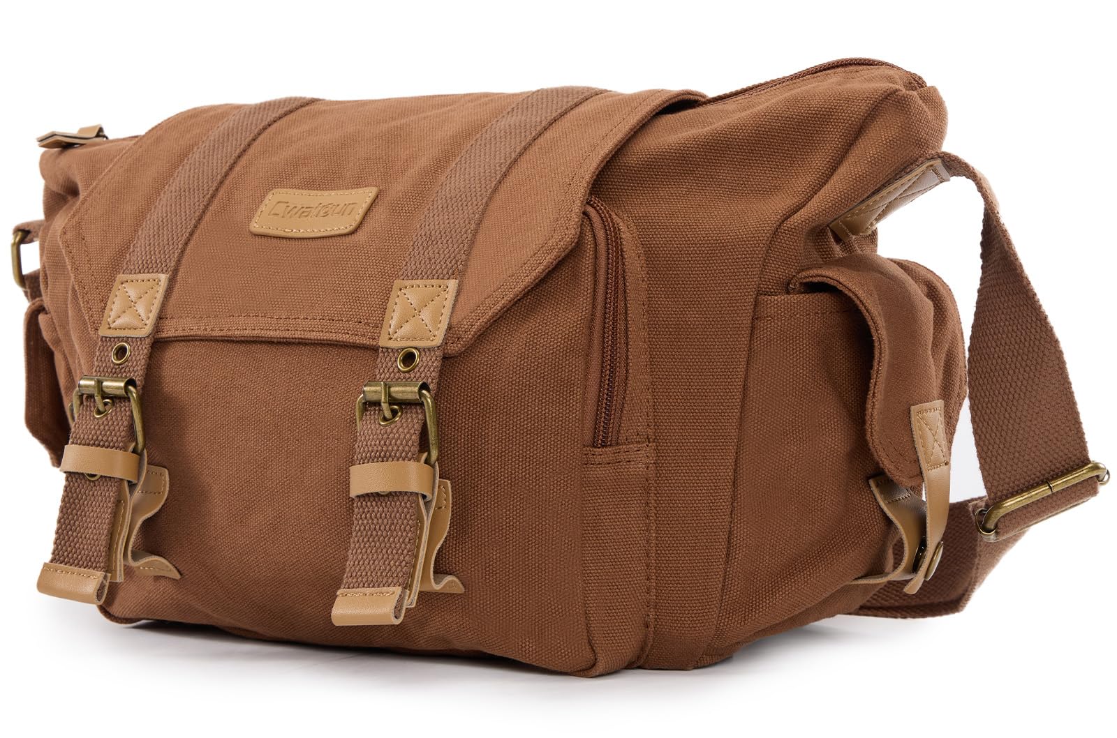 CwatcunCamera Messenger Bag Vintage Camera Bag, Water-resistant Canvas Camera Shoulder Case, Travel Photography Bag for Canon, Nikon, Sony, Fuji DSLR/SLR/Mirrorless Cameras, Lens and Accessories