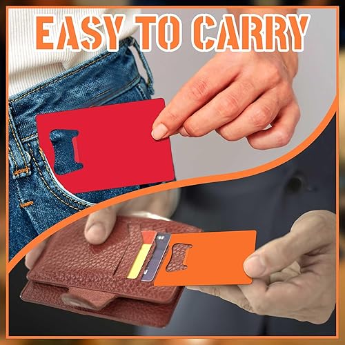 Vista 19 de Nuogo 100 abrebotellas de tarjetas de acero inoxidable, abrebotellas de metal a granel, abrelatas de cerveza para padrinos de boda, abrebotellas