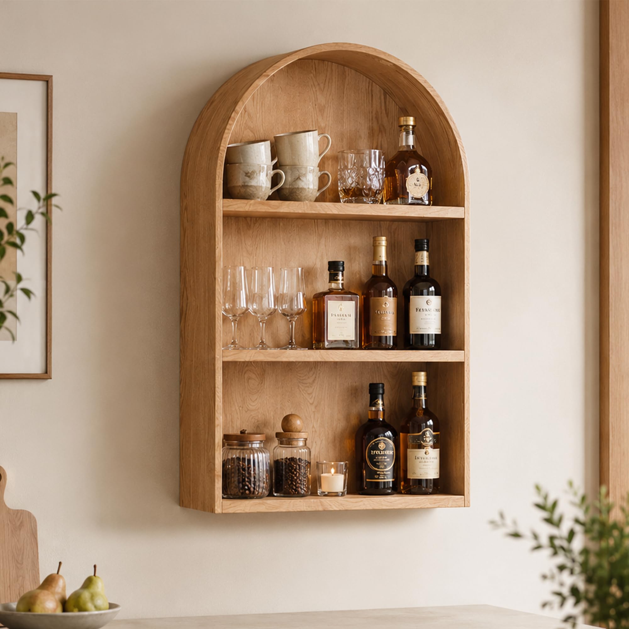 JSWHYBD Portabottiglie vino da parete, scaffale murale in legno per bar