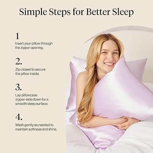 Vista 126 de Kitsch Funda de almohada de satén con cremallera para cabello y piel, tamaño Queen, más suave que la seda, paquete de 2 fundas de almohada 02.