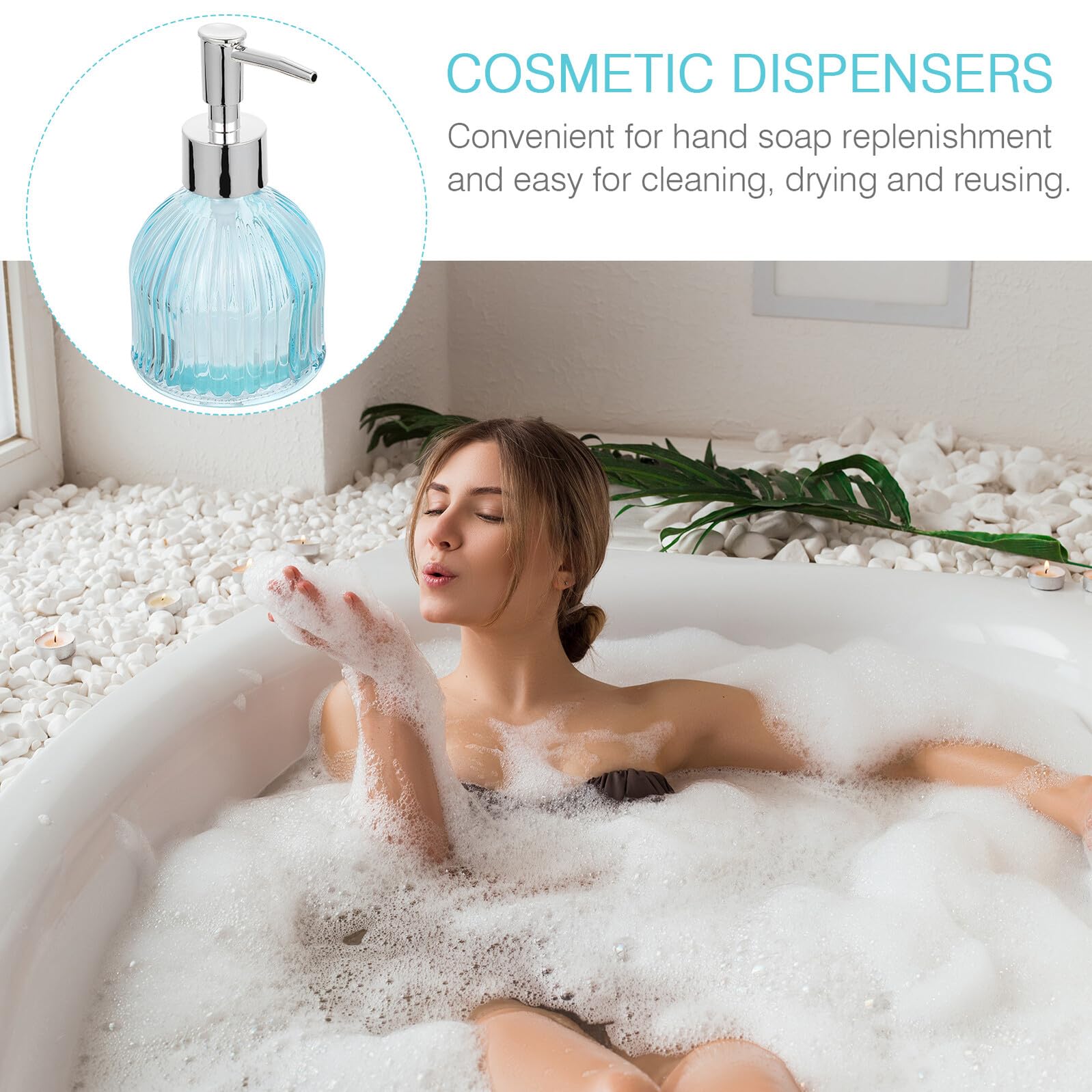 2 Stück Nachfüllbare Glas Seifenspender 200ml für Küche und Bad | Pumpe zum Leichten Dosieren, Transparentes Design, als Spenderflasche für Handwaschflüssigkeit