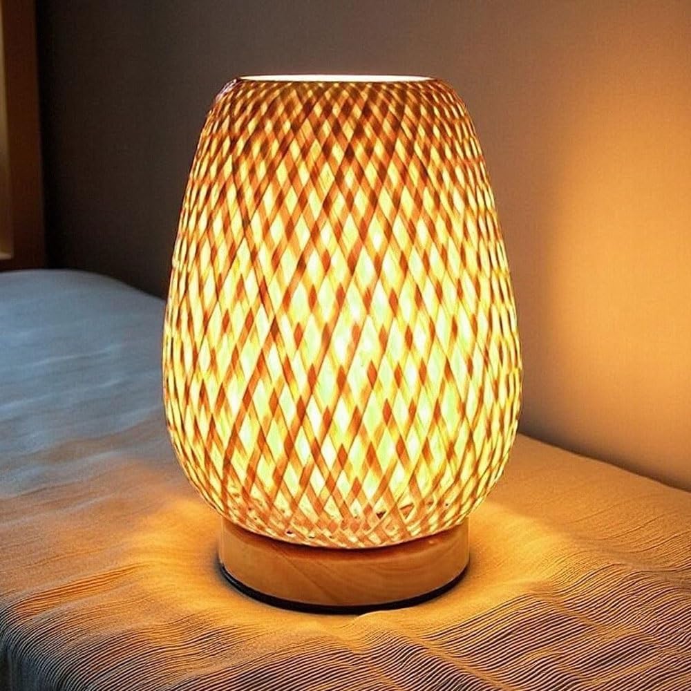 lampki nocne Lampka biurkowa, lampka nocna, sypialnia, salon, atmosfera, bambusowa, tkana, zakwaterowanie, mała do czytania
