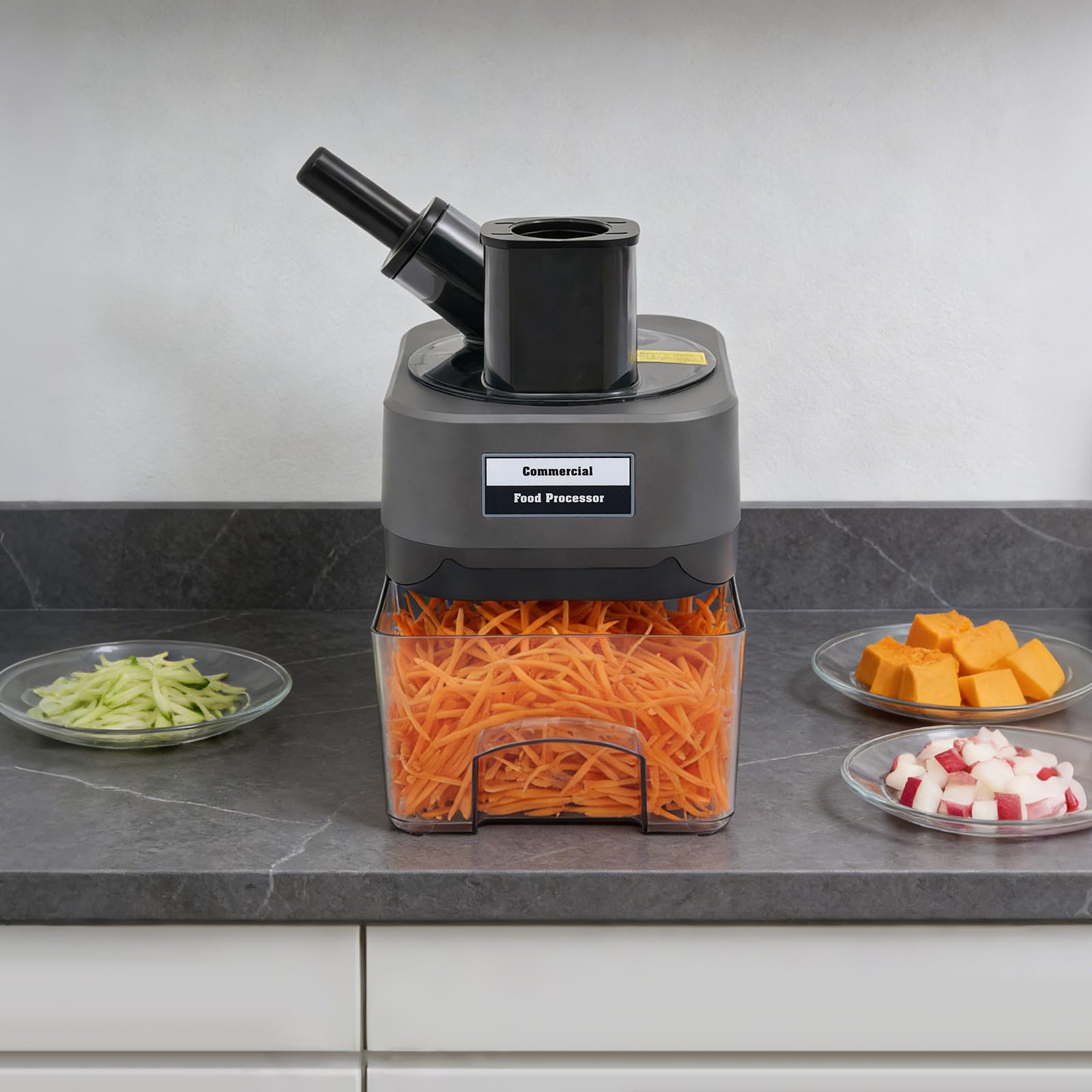 Gewerblicher Gemüseschneider, 100W Multifunktionaler Würfler, Würfel- und Scheibenschneider für Gemüse, Elektromischer mit Ferromagnetischem Sicherheitsschalter, für Hotelkantine