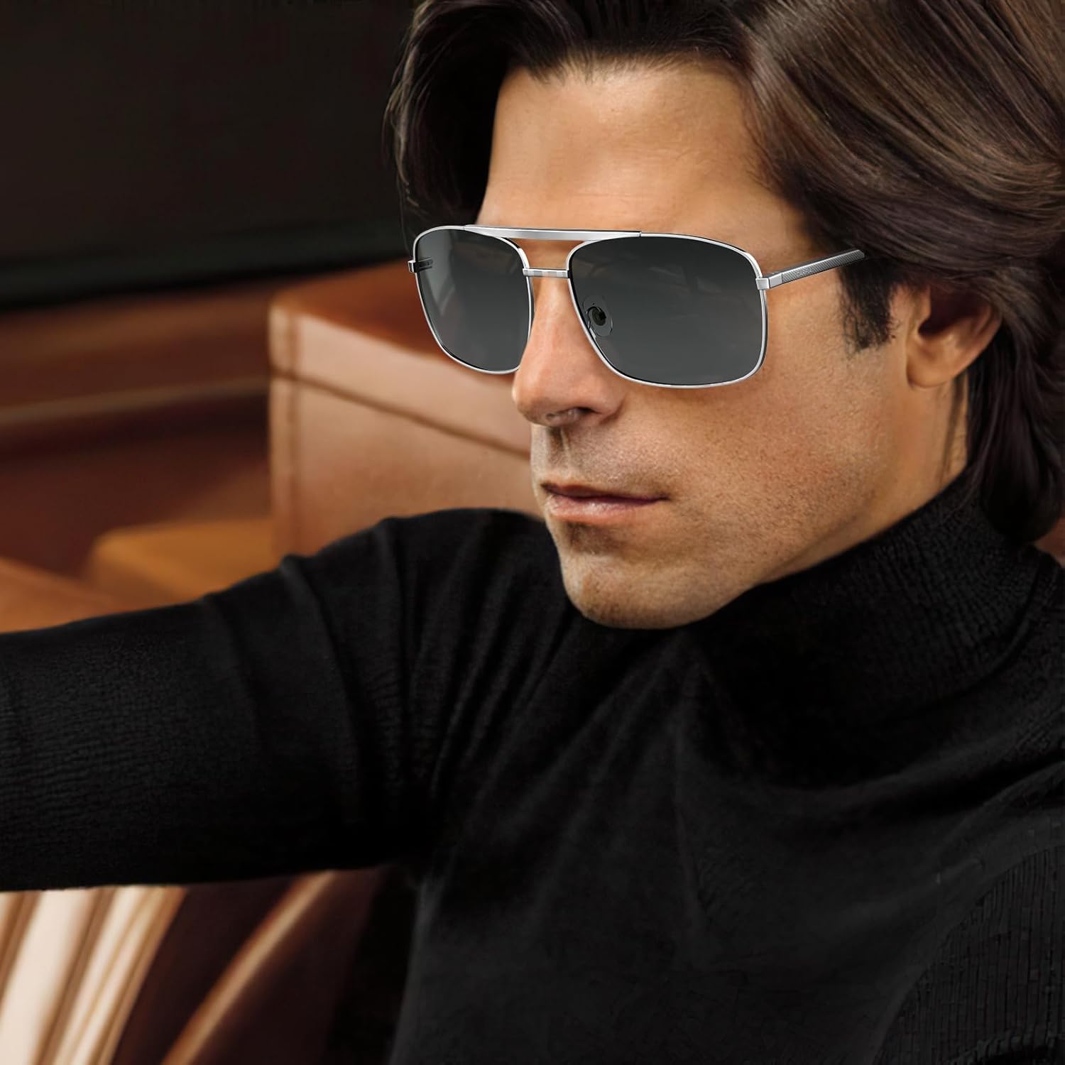 CARFIA Pilot Polarized Sunglasses for Men UV Protection Classic Double Bridge Anti-Glare Driving Shades with Spring Hinges - Image 3