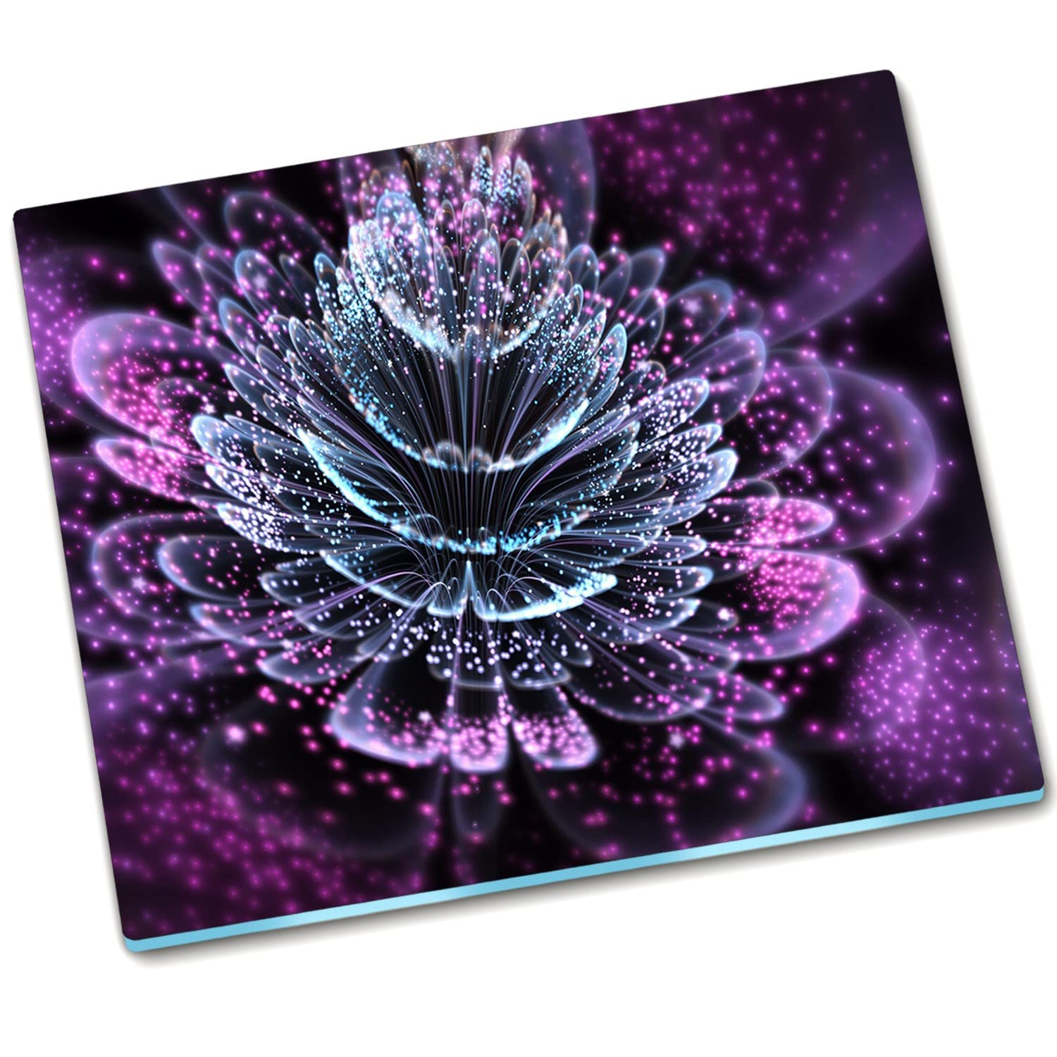 Decormat Cutting Board Stove Cover Protective Board Protective Board Spray Protection 60x52 cm Hardened Glass Kitchen - Purple Flower