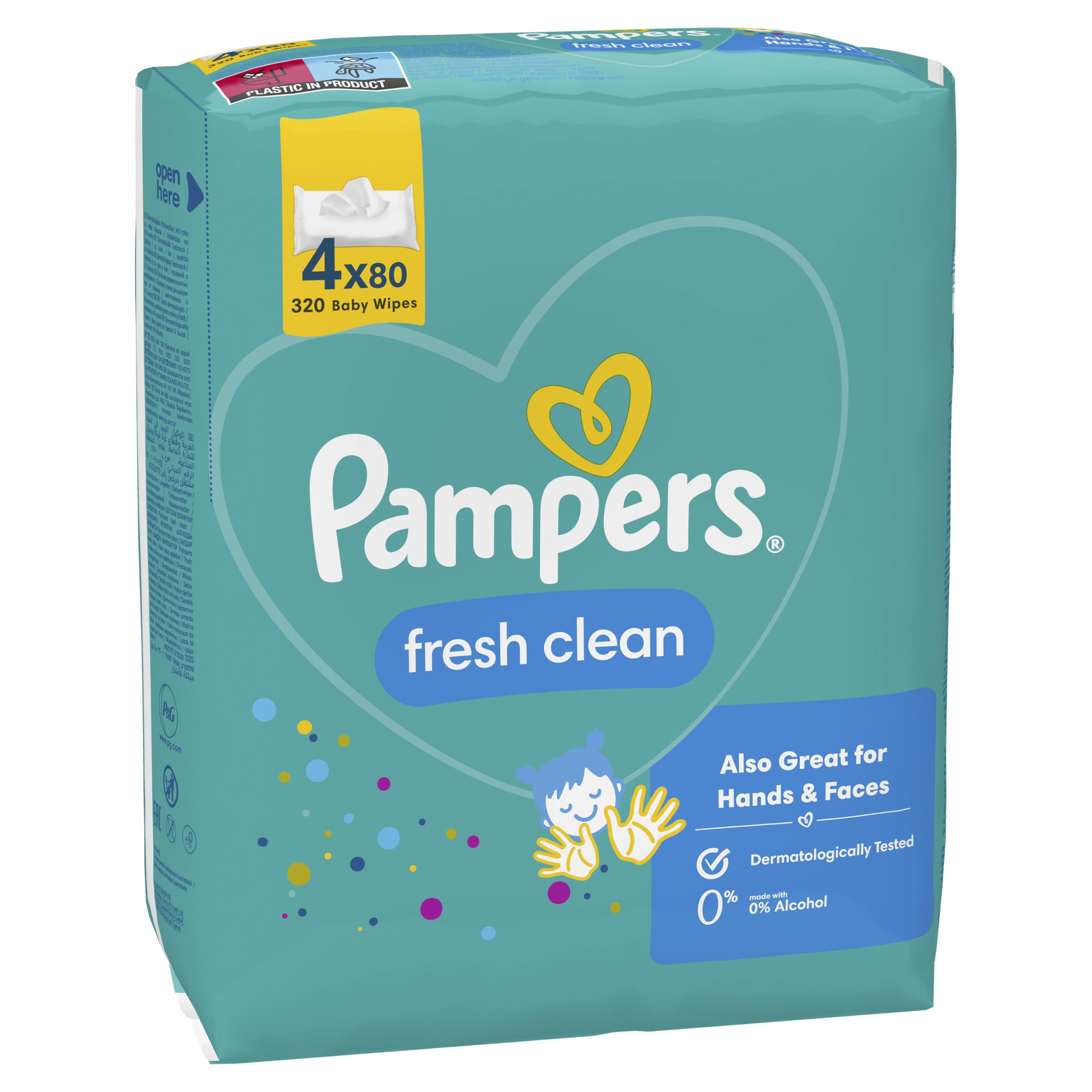 Pampers Fresh Clean - Toallitas húmedas (4 x 80 toallitas (320 toallitas)
