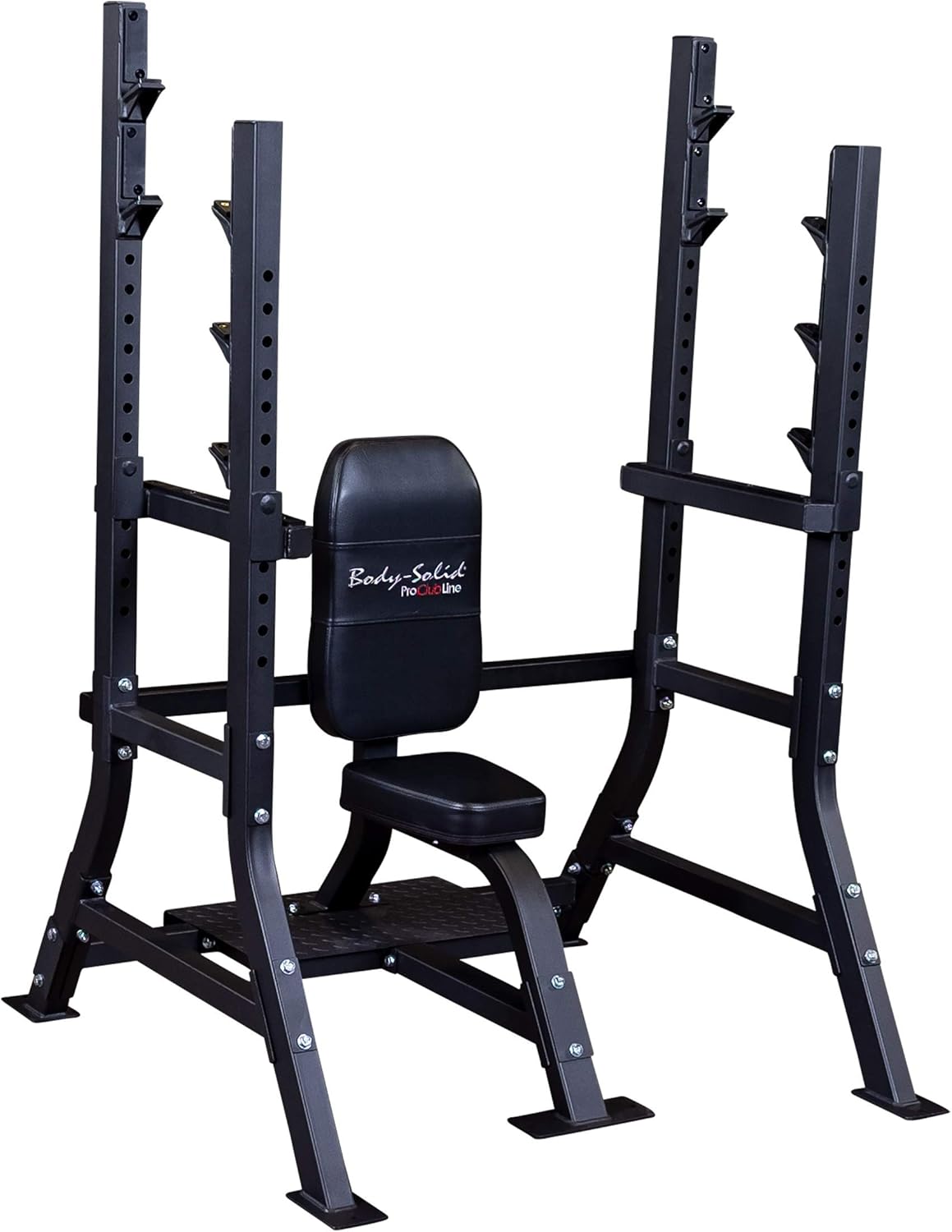 Pro Clubline (SOSB250) Olympic Shoulder Press Bench by Body-Solid for Weightlifting and Strength Training - Commercial-Grade, Adjustable Safety Stops, 1000 lb Capacity