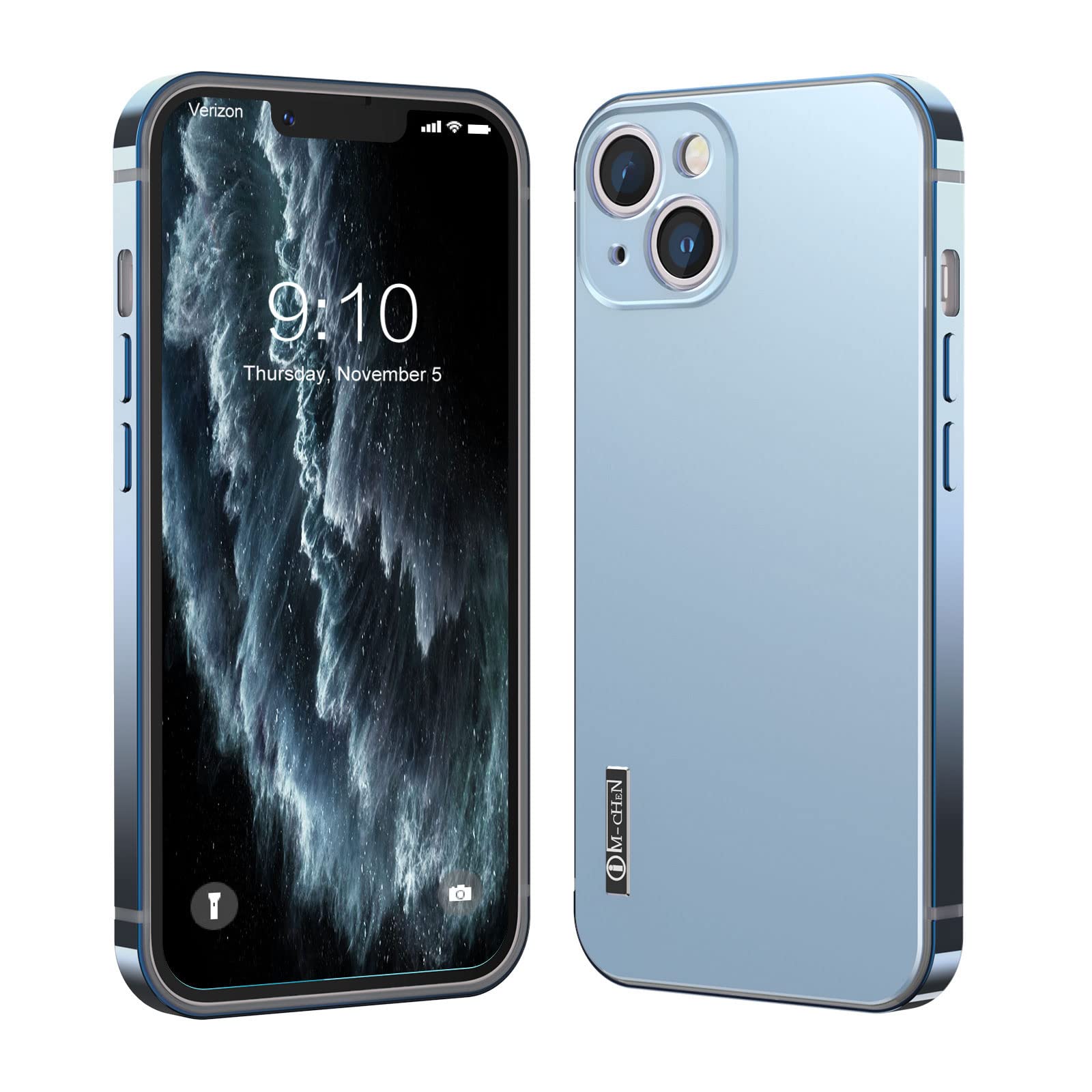 Case for iPhone 13 Pro Solid Color Slim Cover with Steel Metal Coated Plastic Frame，Anti-Scratch Protective Microfiber Lining Shell for Women Men (Pure Blue)