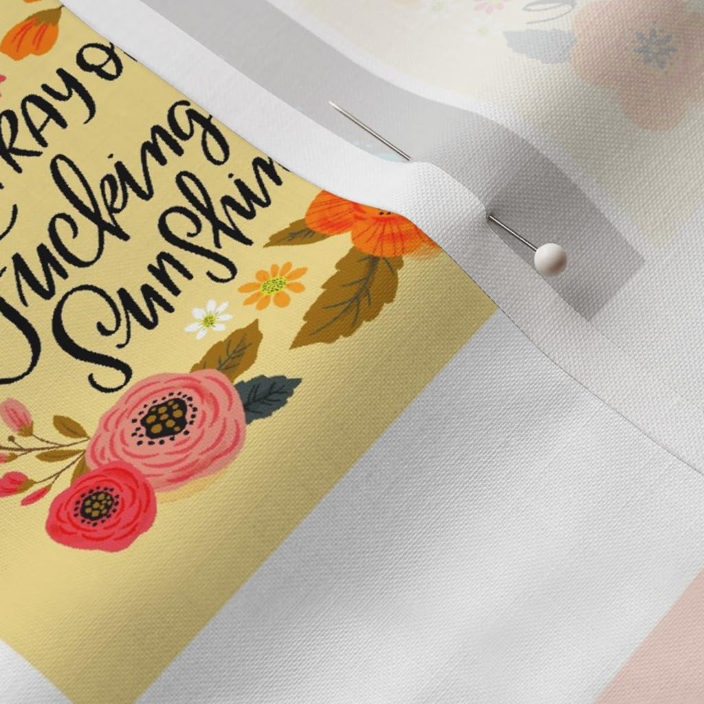 Spoonflower Fabric - Pink Flowers Floral Funny Girly Patchwork Profanity Swear Curse Words Printed on Petal Signature Cotton Fabric by The Yard - Sewing Quilting Apparel Crafts Decor