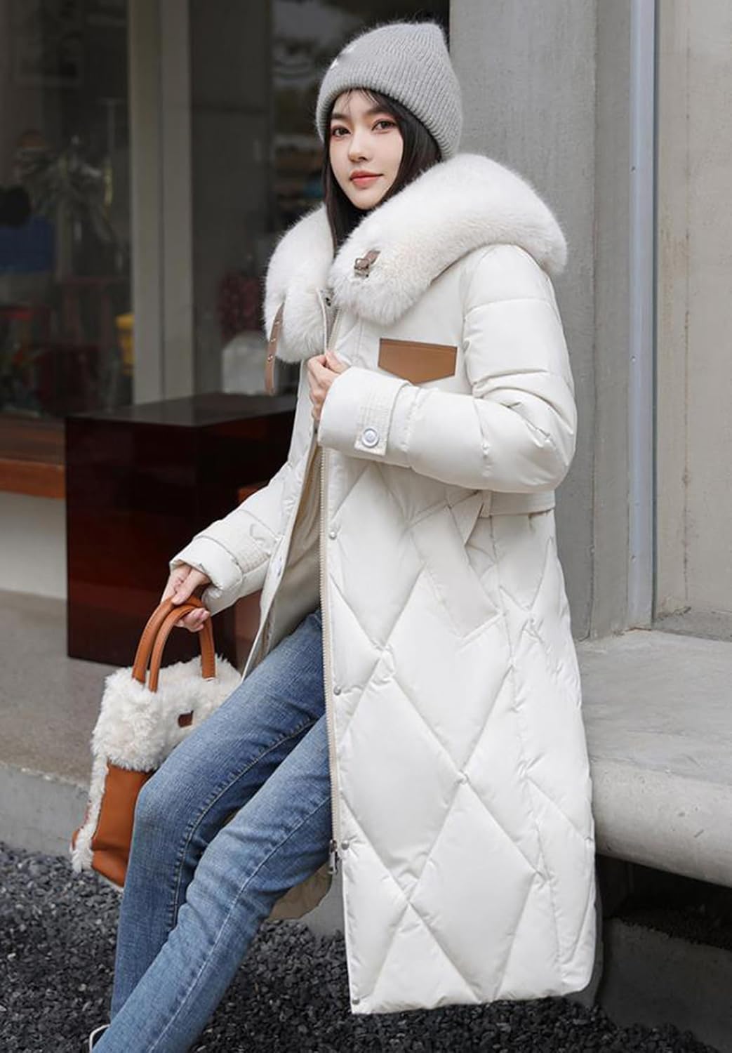 [ＭｅｎｇＦａｎ] ダウンコート レディース ダウンジャケット ロング丈 ファーネック 厚手 オーバーサイズ 防寒着 アウター あっ