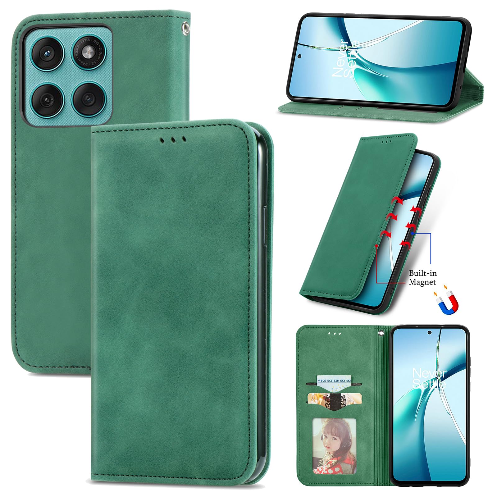 WBWONE Cover a Libro per Motorola Edge 60 Pro, Antiurto Custodia a