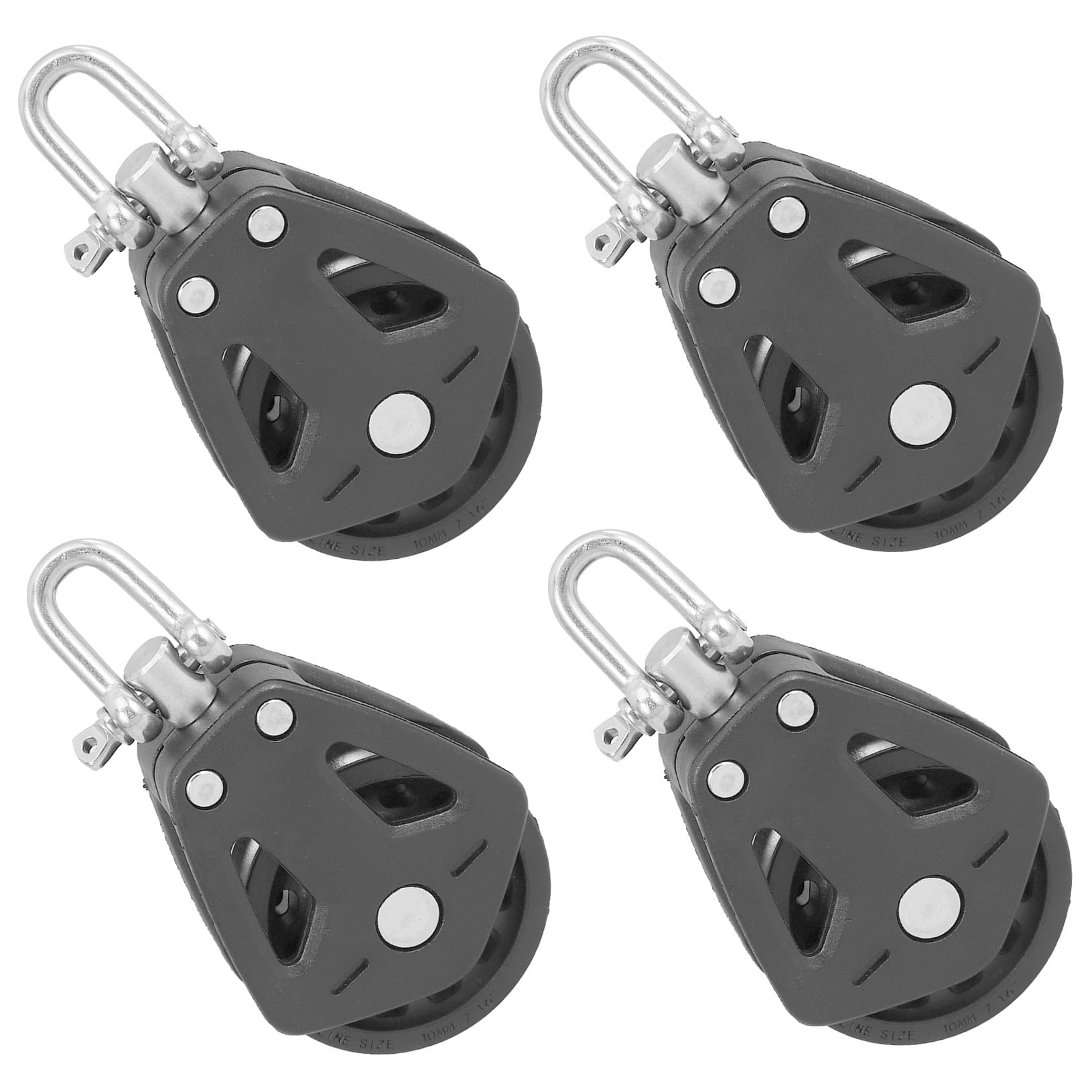 USHOBE Set 4 Pezzi Pulegge Singole in Nylon e Acciaio Inox Cuscinetto Girevole, Funzionamento Fluido e Singola Scanalatura per Barca e Palestra