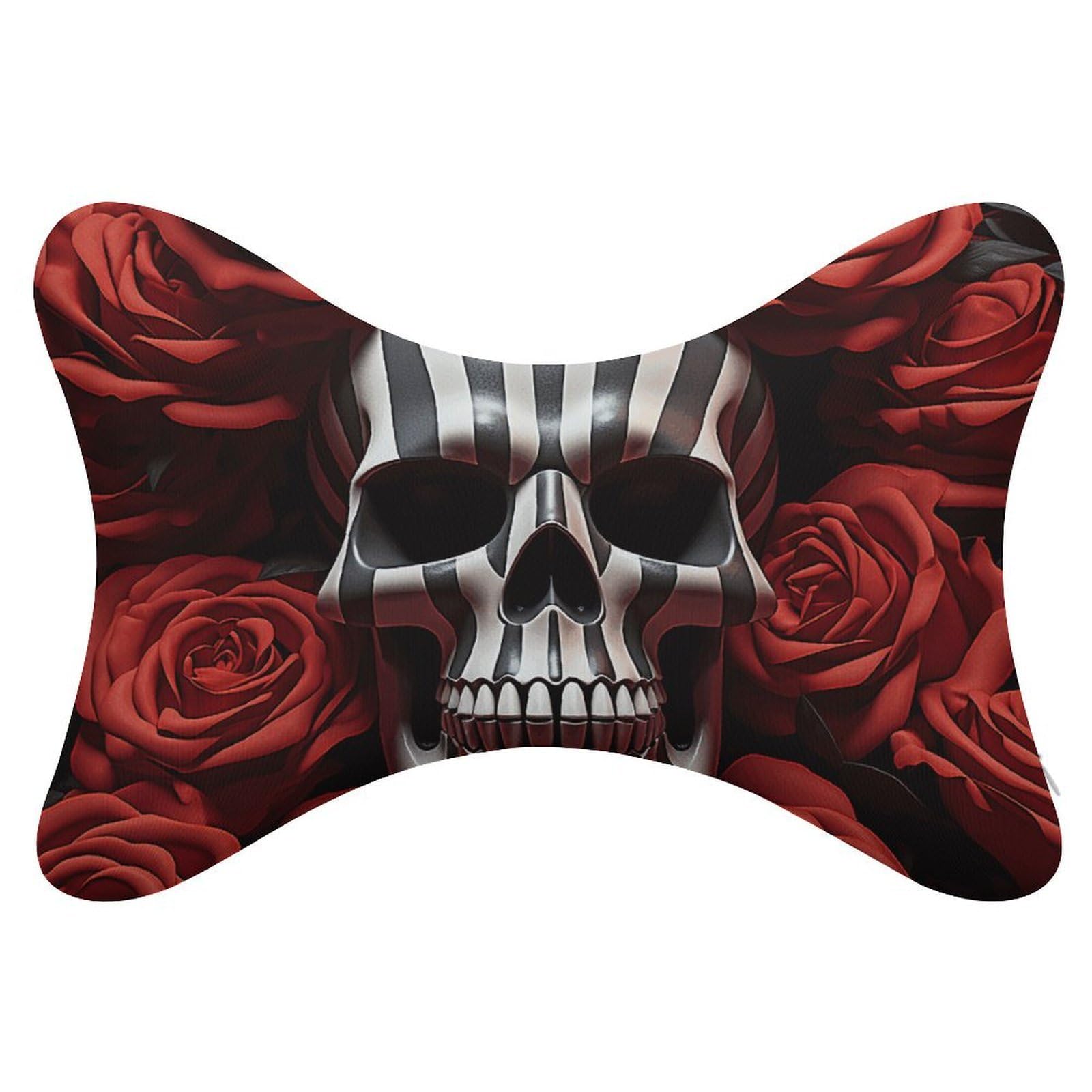 Adfgyerh Style Skull In Flower Pillow ，Memory Foam Pillow Core，Cushion,Provide Neck Support，Car Pillows For Travel Car Seats And Home Offices.