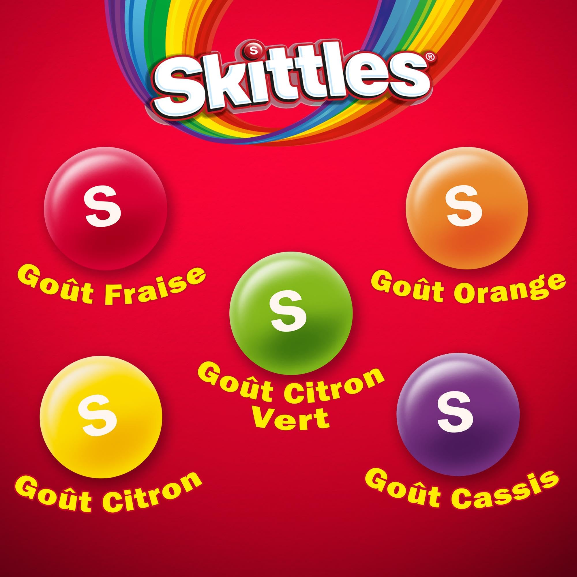 SKITTLES - Bonbons Goût Fruits - 36 Sachets de 45g - Goûts Cassis, Citron, Citron Vert, Orange & Fraise - Vegan - Grand Format - 1,620kg