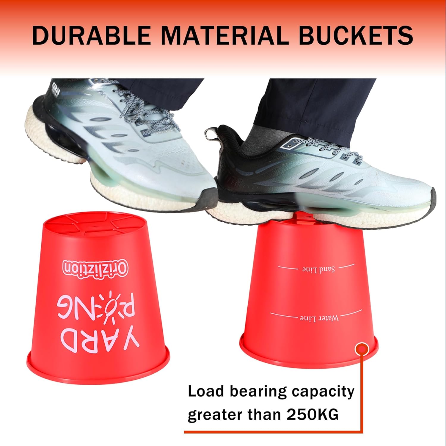 Giant Yard Pong Outdoor Game for Adults & Family, Yard Toss Throwing Game for Beach, Camping Party, Lawn Yard Game with 12 Premium Buckets & 4 Balls, Portable Durable Carry Bag