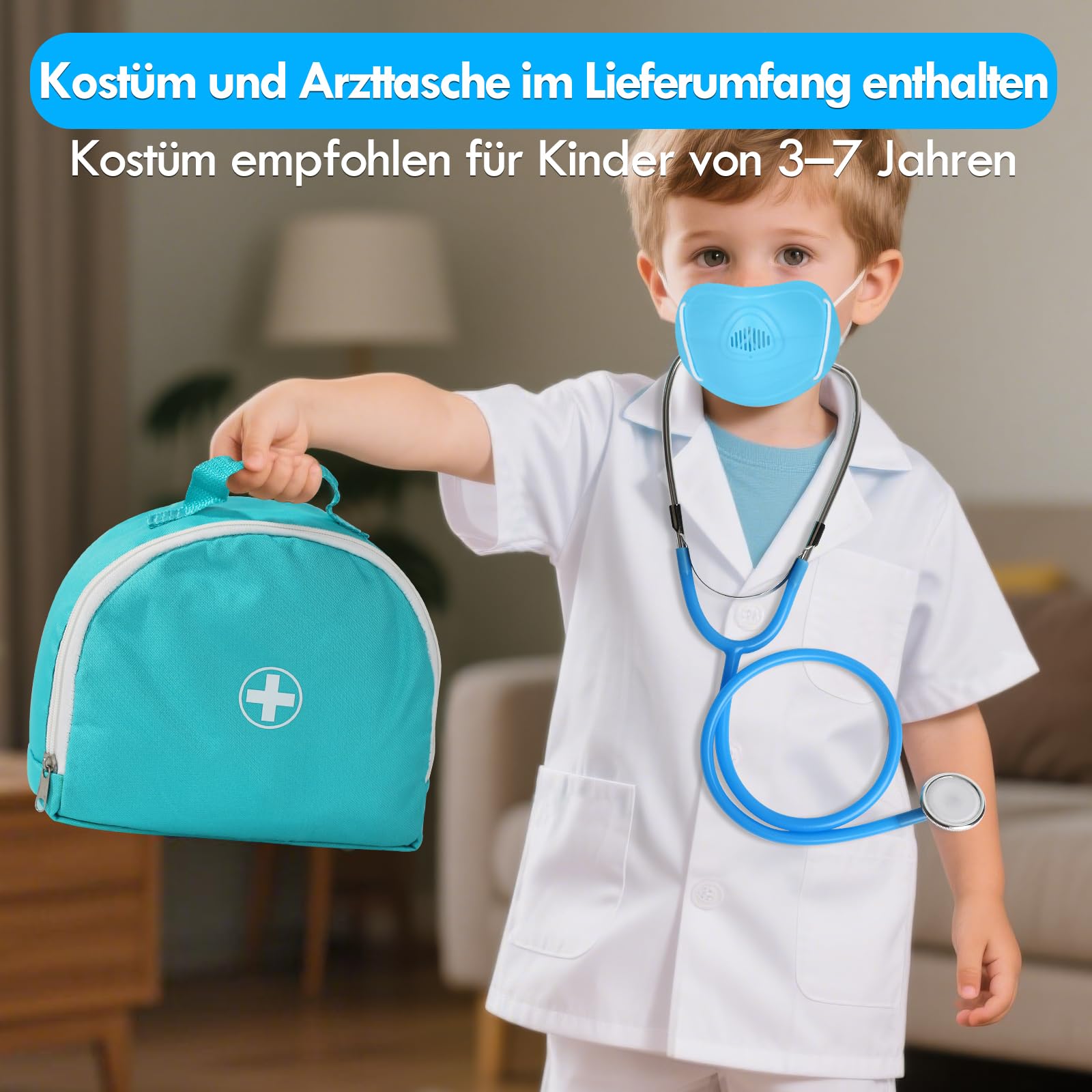 Lehoo Castle Arztkoffer Kinder, Doktorkoffer Kinder, Arztkoffer mit Stethoskop & Arztkittel, Spielzeug ab 3 Jahre