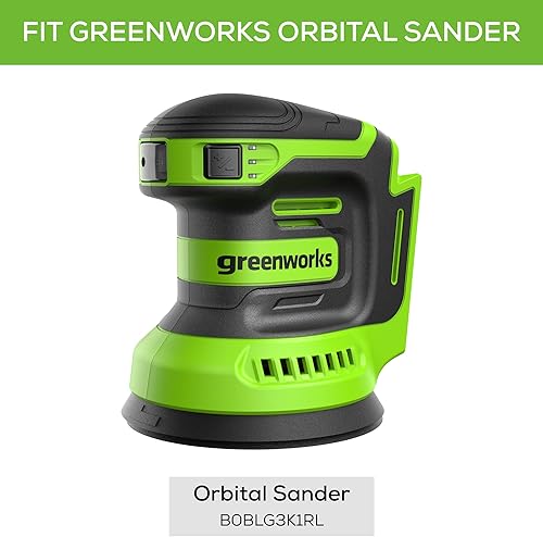 Miniatura 8 de Greenworks Kit de almohadillas de lija de 5 pulgadas con 8 agujeros y gancho y bucle, papel de lija de órbita aleatoria, lijadora fina de grano