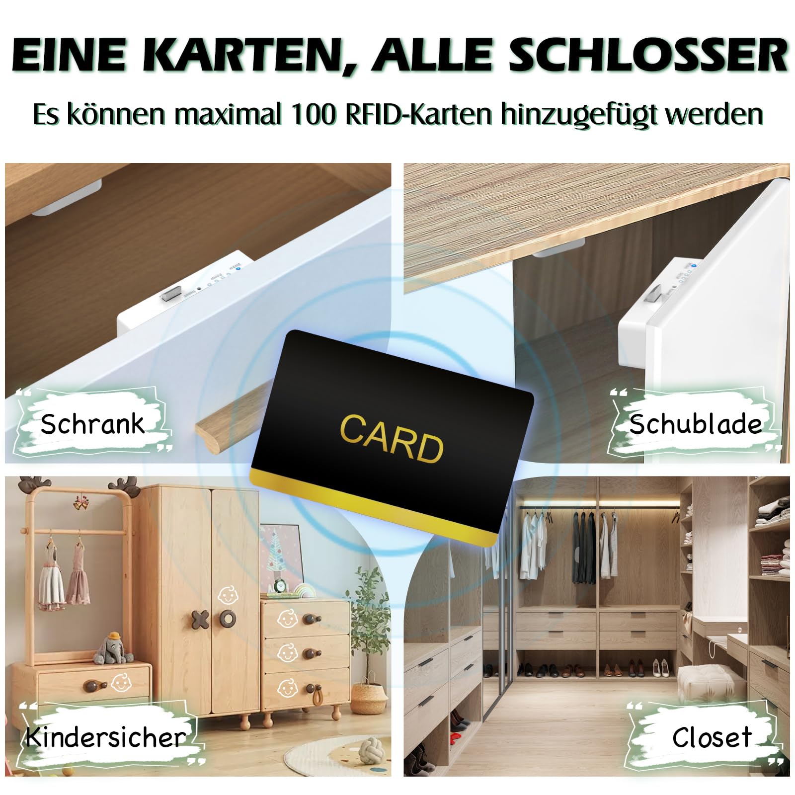Eseesmart Smart Elektronisch Schrankschloss RFID APP NFC Schubladenschloss Baby Möbel Schloss
