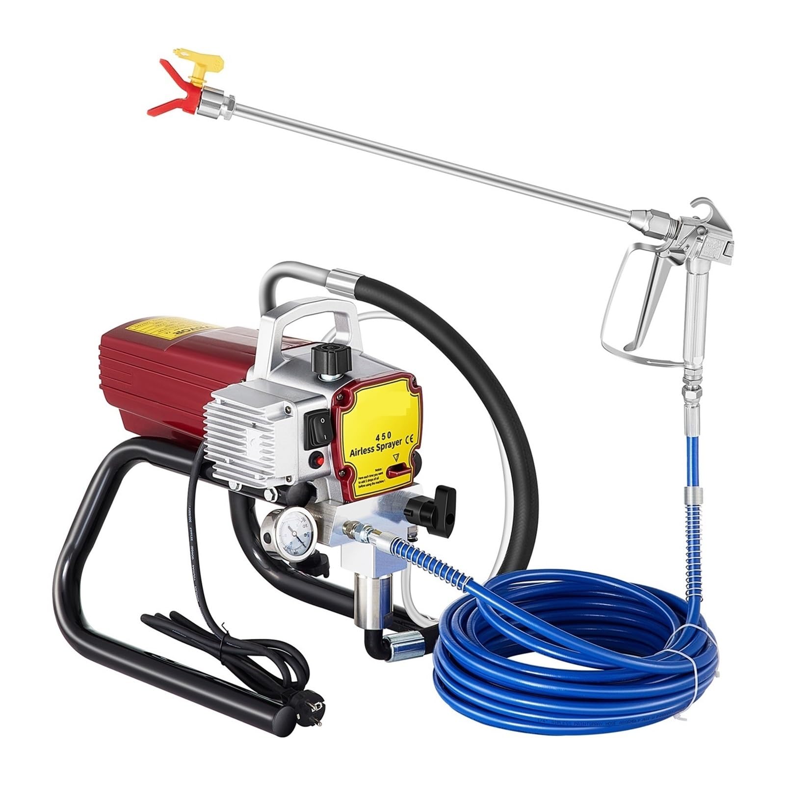 Pulverizador de pintura pared sin aire alta presión, pistola profesional 2, l/min for techos, pisos y paredes Para uso de bricolaje(1500W)