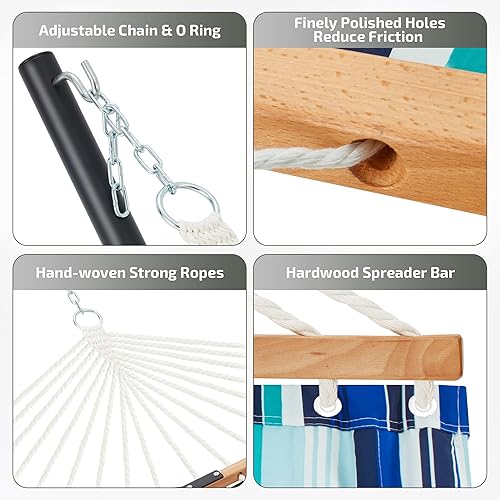 Miniatura 5 de Homgava Hamaca para dos personas con soporte para exteriores resistente, hamaca de patio al aire libre con soporte de acero portátil, hamacas dobles
