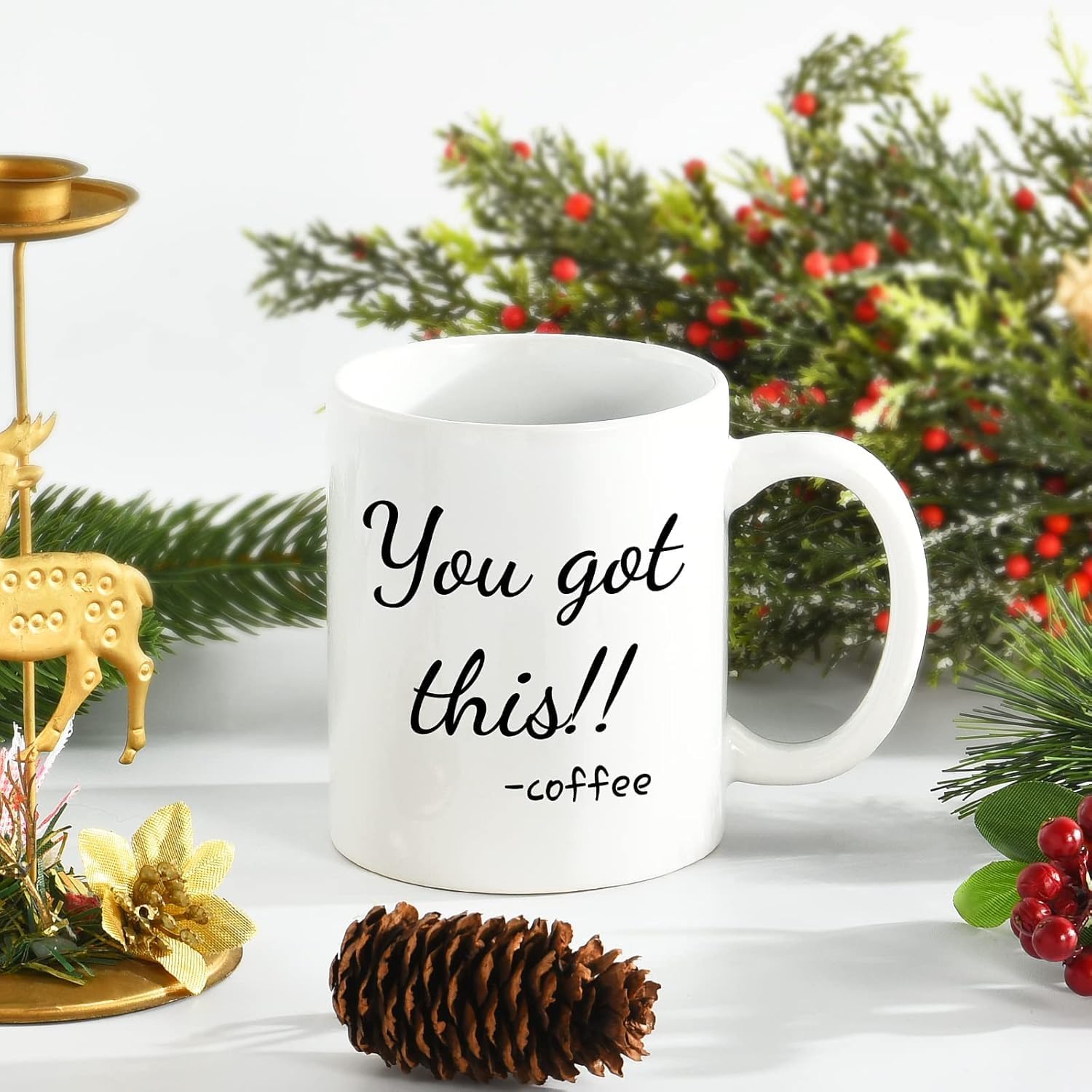 Futtumy Inspirational Gift Set, You Gave It A Good Shot Stemless Wine Glass & You Got This Ceramic Coffee Mug Set for Parents Friends Couples Family on Christmas Anniversary Valentines Daily Use - Image 9