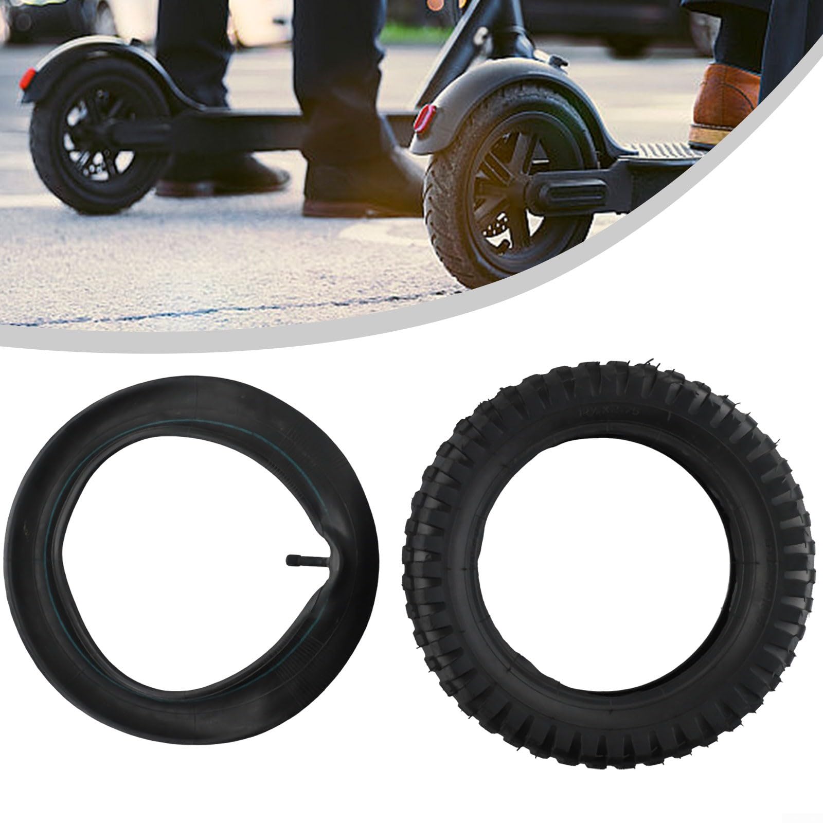 Juego de neumáticos y tubo interior de 12.5 x 2.75 para 49 cc para MINI Dirt Bike MX350 MX400 Scooter, neumático de goma de rueda todoterreno de 12 1/2 x 2.75 con válvula recta, color negro