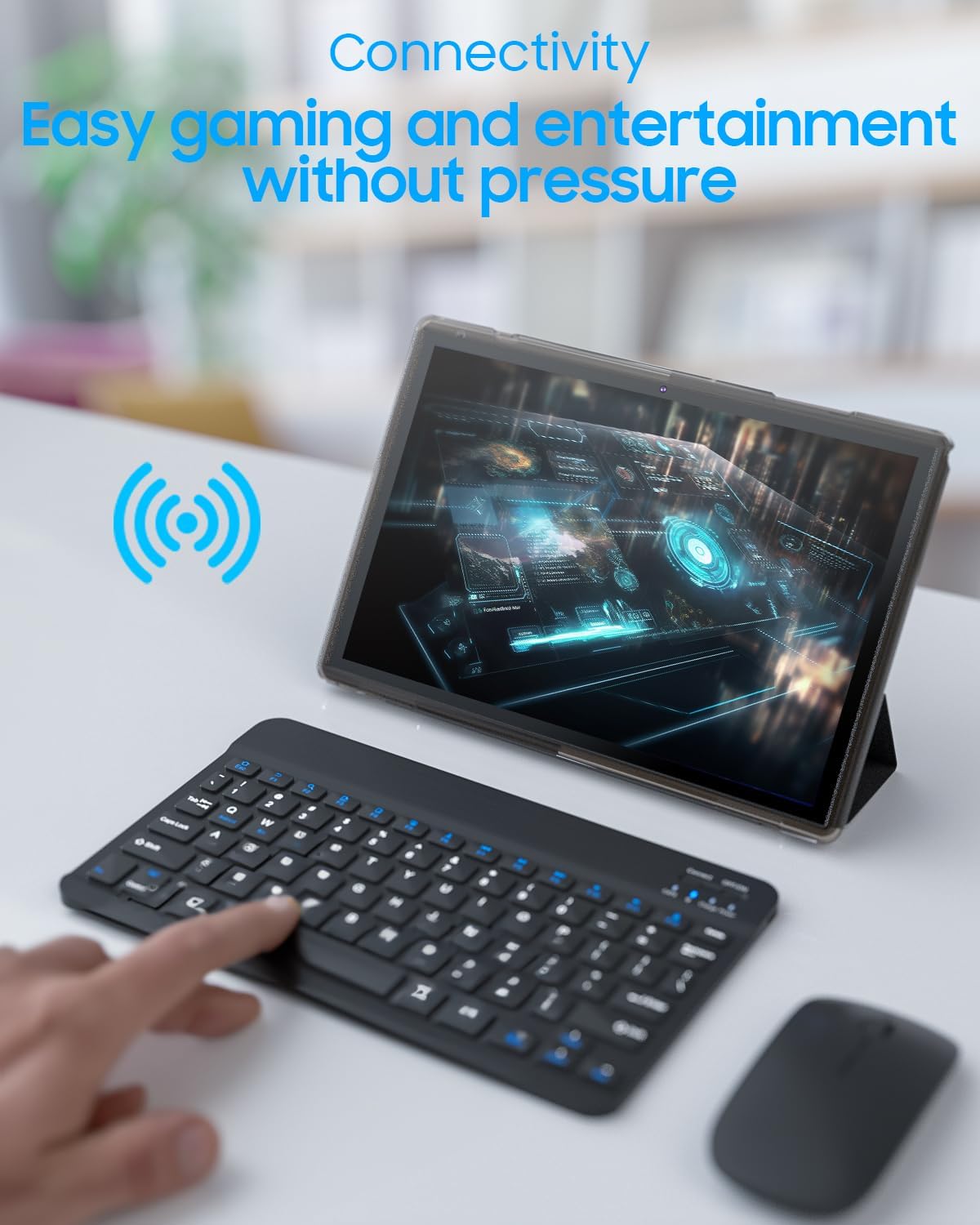 Android Tablet 2 in 1 with Keyboard Case Mouse Stylus, 10 inch Tablet Android 15 Tablets PC, 8GB RAM+32GB ROM Support 1TB Expandable, 6000mAh Battery 10.1" Tableta 2MP+8MP Dual Camera WiFi-6 Tablets image 2