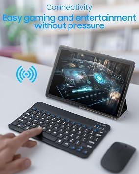 Android Tablet 2 in 1 with Keyboard Case Mouse Stylus, 10 inch Tablet Android 15 Tablets PC, 8GB RAM+32GB ROM Support 1TB Expandable, 6000mAh Battery 10.1 Tableta 2MP+8MP Dual Camera WiFi-6 Tablets