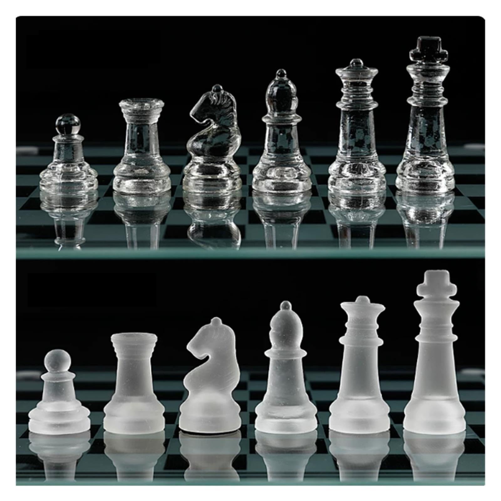 Set di scacchi in vetro con scacchi trasparenti e satinati | Scacchiera in vetro temperato con pezzi, regalo for giochi da tavolo di strategia da tavolo di lusso
