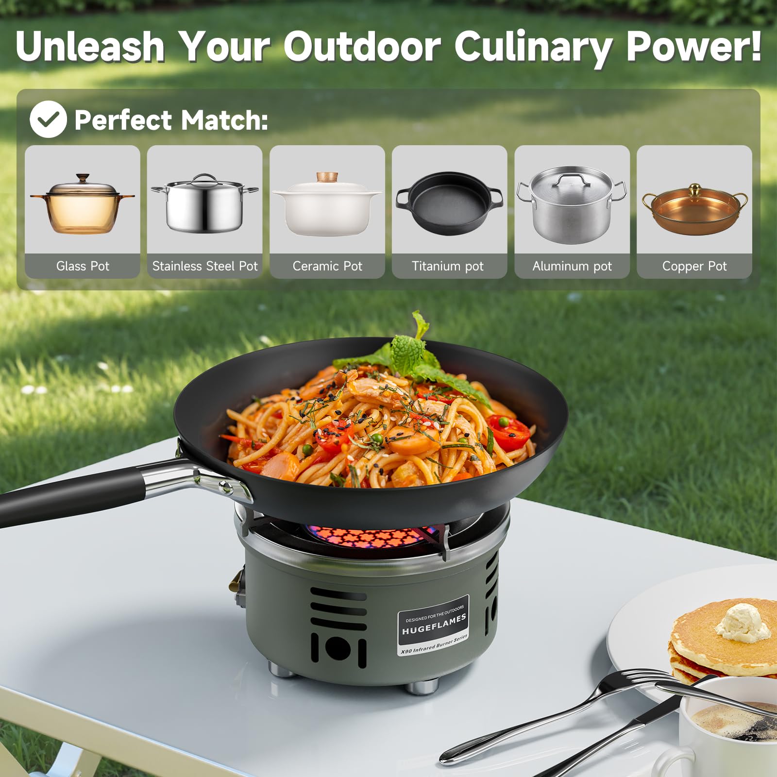 Estufa portátil de camping, estufa de gas infrarroja, pequeña estufa de propano, potentes quemadores de gas para cocinar al aire libre, senderismo, picnic, barbacoa