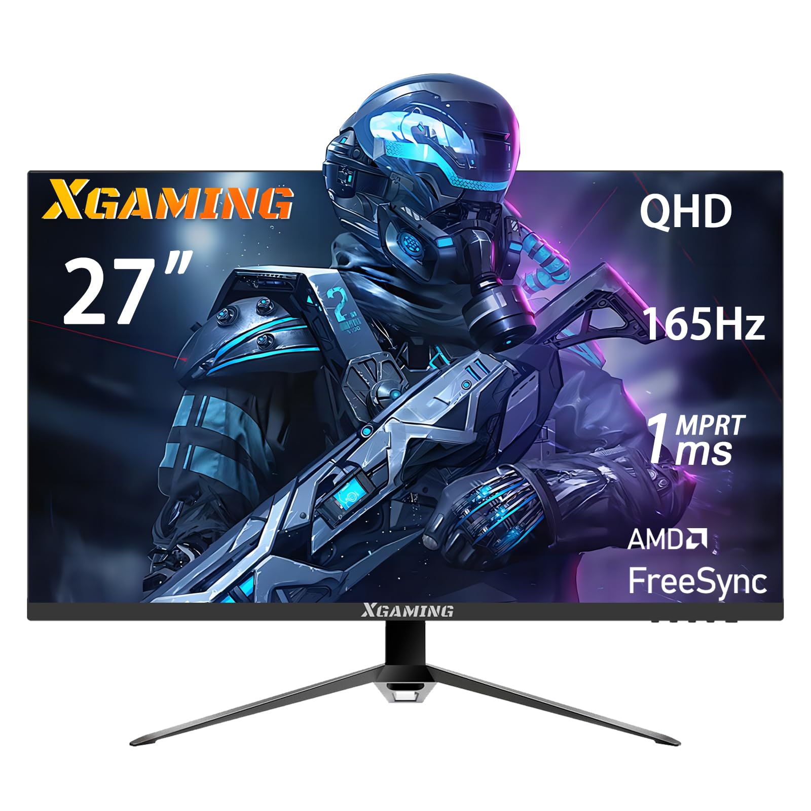 XGaming Monitor Gaming 27 Pollici,165Hz,2k QHD 2560x1440, 99% sRGB,HDR10, 1MS,PC Monitor 144Hz, VA Panel,FreeSync Compatible,Low Blue Light Eye Care,HDMI(2.0),DP(1.4,) VESA