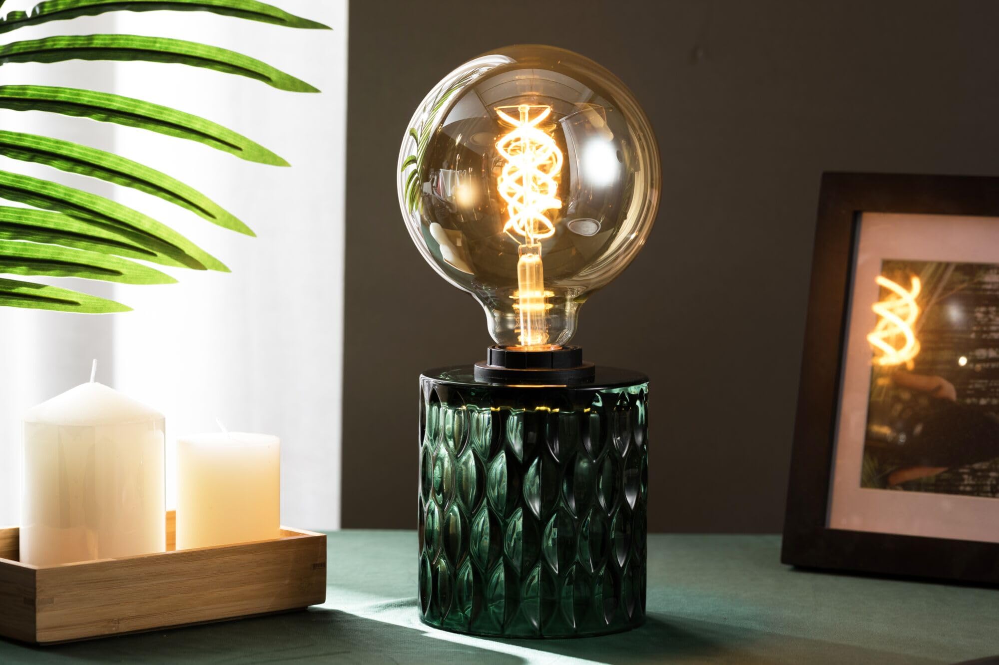 Pauleen 48023 Tavolo Crystal Magic Max. 20W E27 Lampada da Comodino Verde 230V Vetro Senza Lampadina