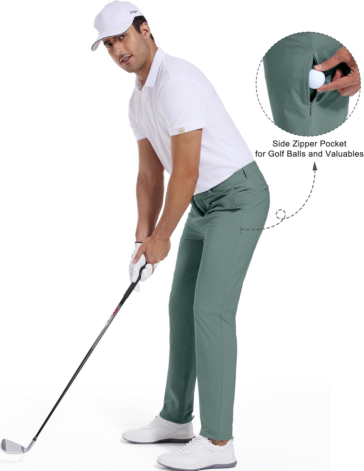 Golf Pants for Men Stretch Dress 30"/32"/34" Pants Quick Dry Lightweight Slacks Trousers for Business Casual Travel - Image 4