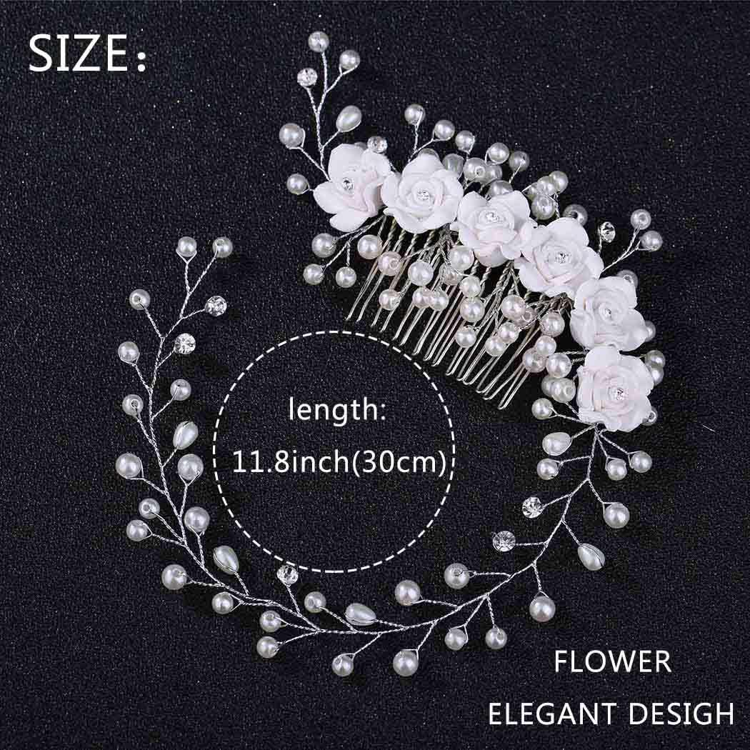 IYOU Princess Crystal Headpiece White Flower Communion Headband Pearl Floral Bridal Hair Accessories for Flower Girls and Bridesmaid - Image 5