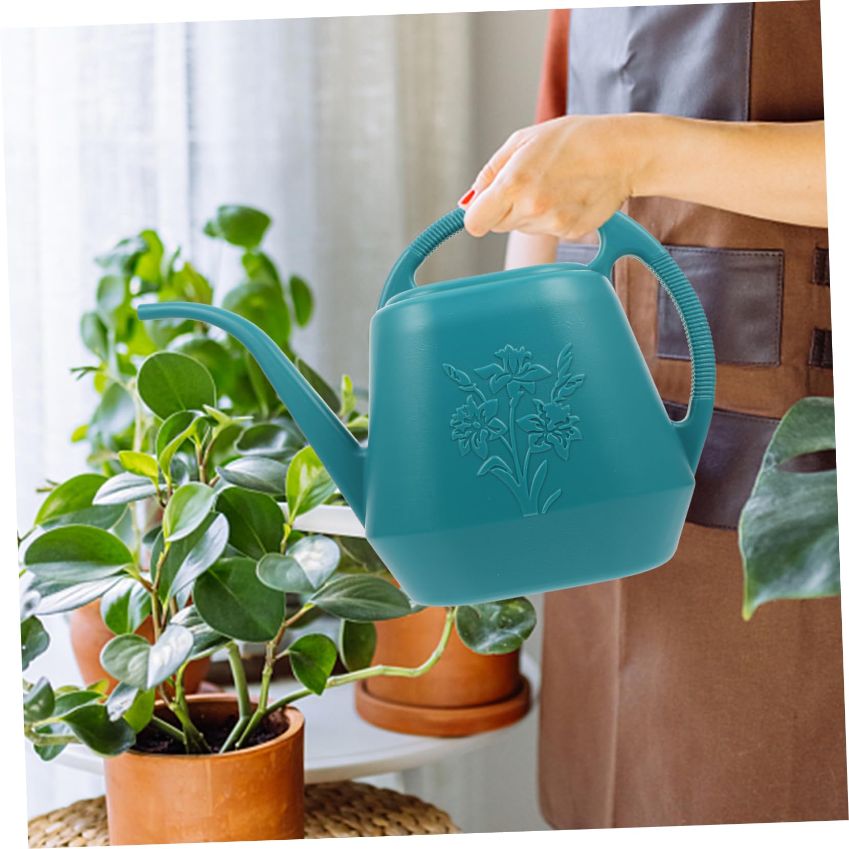 ORFOFE Annaffiatoio da Giardino in Plastica Verde, Watering Can lungo Becco, Robusto e Pratico, Capacità, Comodo da Impugnare per Annaffiare Piante e Fiori Stili multipli