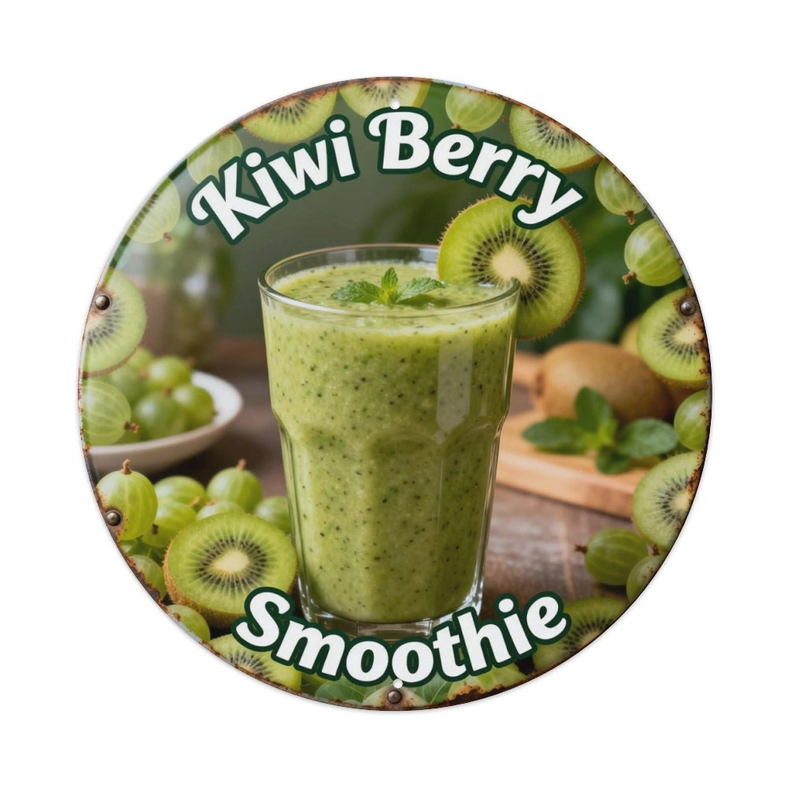 Kiwi Berry Smoothie Metal Tin Sign Plaque