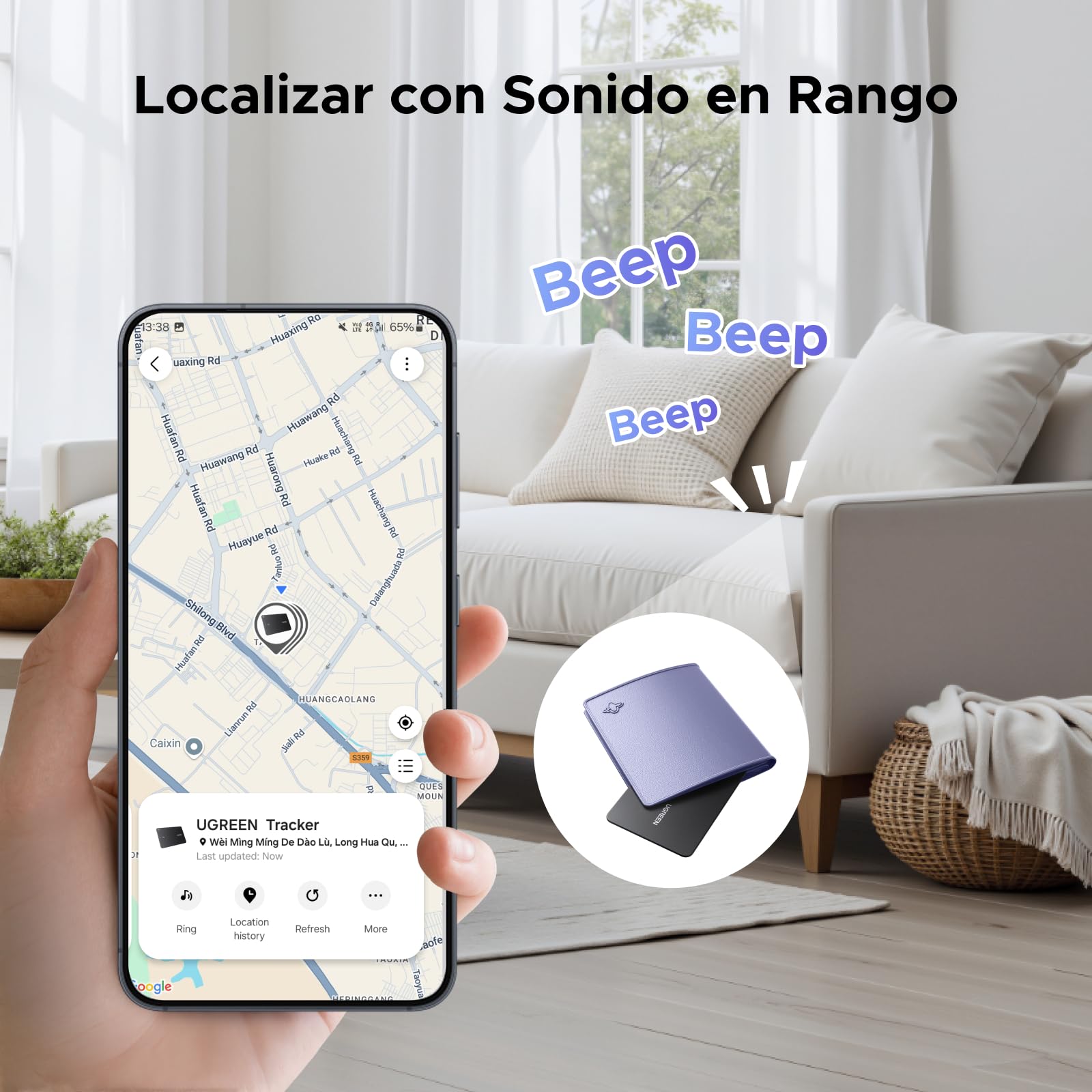 UGREEN FineTrack Slim S Smart Finder Tag Localizador Bluetooth Rastreador Sólo Samsung Ultra Delgado 1.7mm Resistente al Agua IP68 1 Año Compatible con SmartThings para Cartera Llave Equipaje Maleta